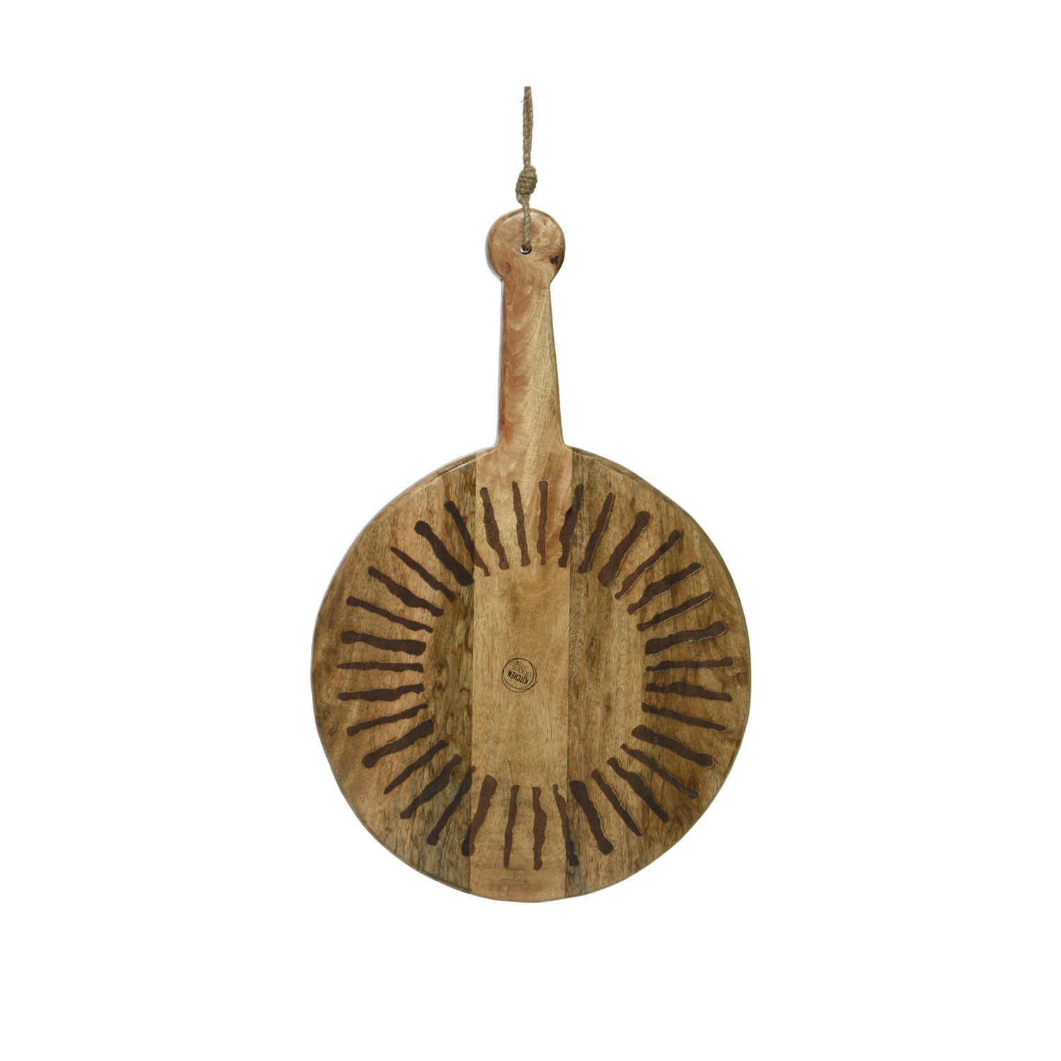 Schneidebrett Servierbrett rund Mangoholz mit Griff Serviertablett 46cm natur
