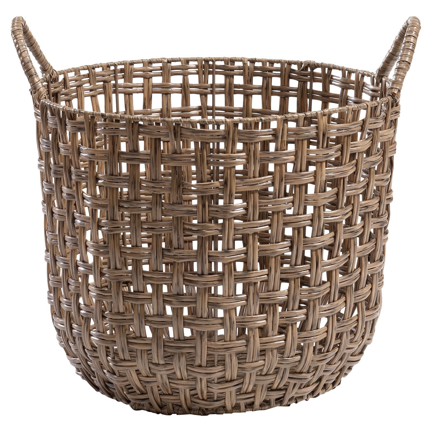 Aufbewahrungskorb LEDAS, Ø 29 cm, H 36 m, Braun, Kunststoffgeflecht