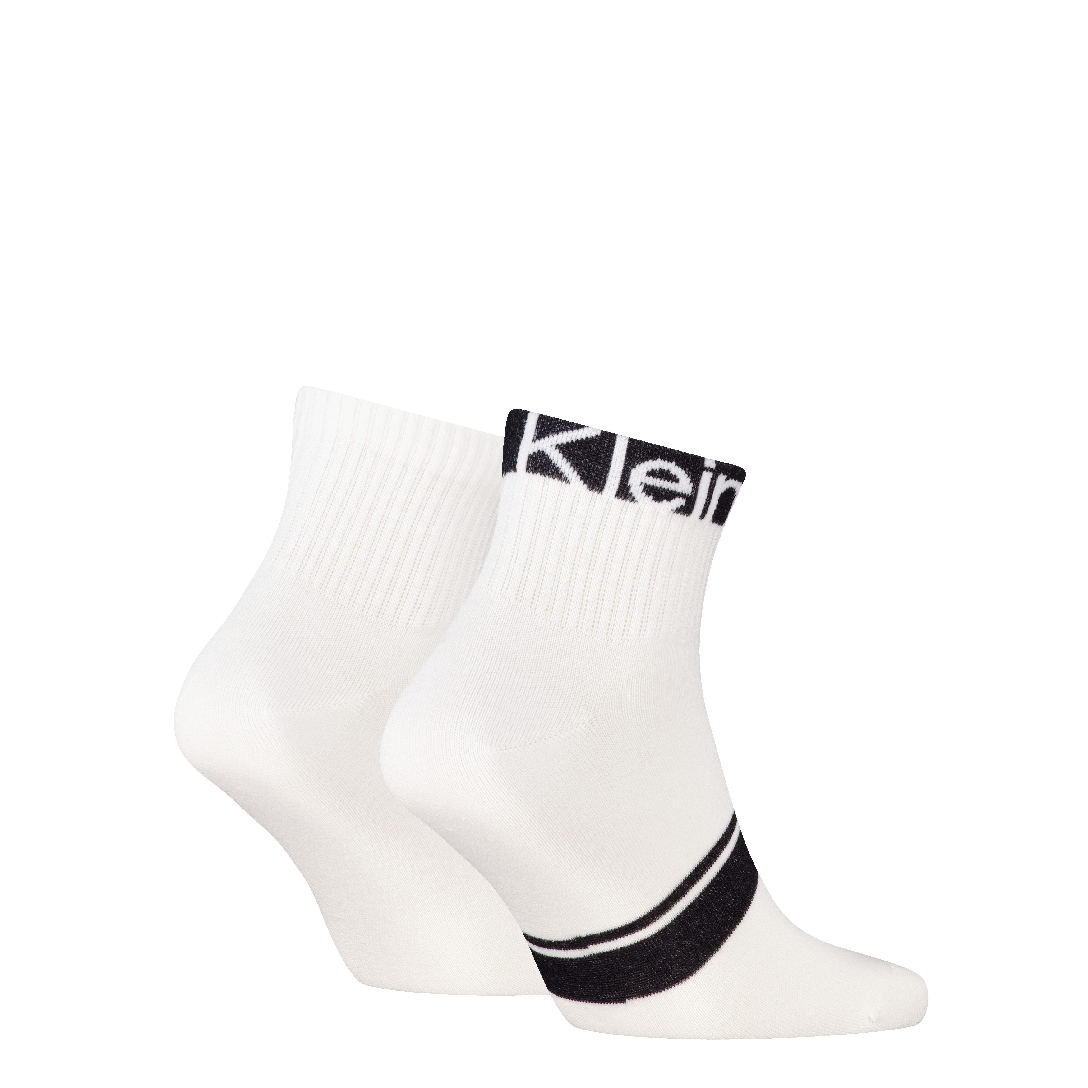 Calvin Klein Kurzsocken CK MEN QUARTER LOGO STRIPE (2 Paar) mit breitem Rippenbündchen, Cotton-Mix