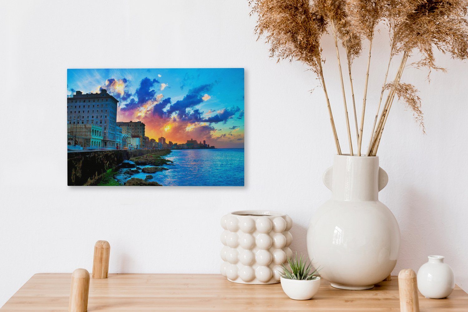 Leinwandbild Nordamerika, 30x20 Leinwandbilder, Kuba Sonnenuntergang cm OneMillionCanvasses® Wanddeko, über Aufhängefertig, (1 in Wandbild Farbenfroher St),