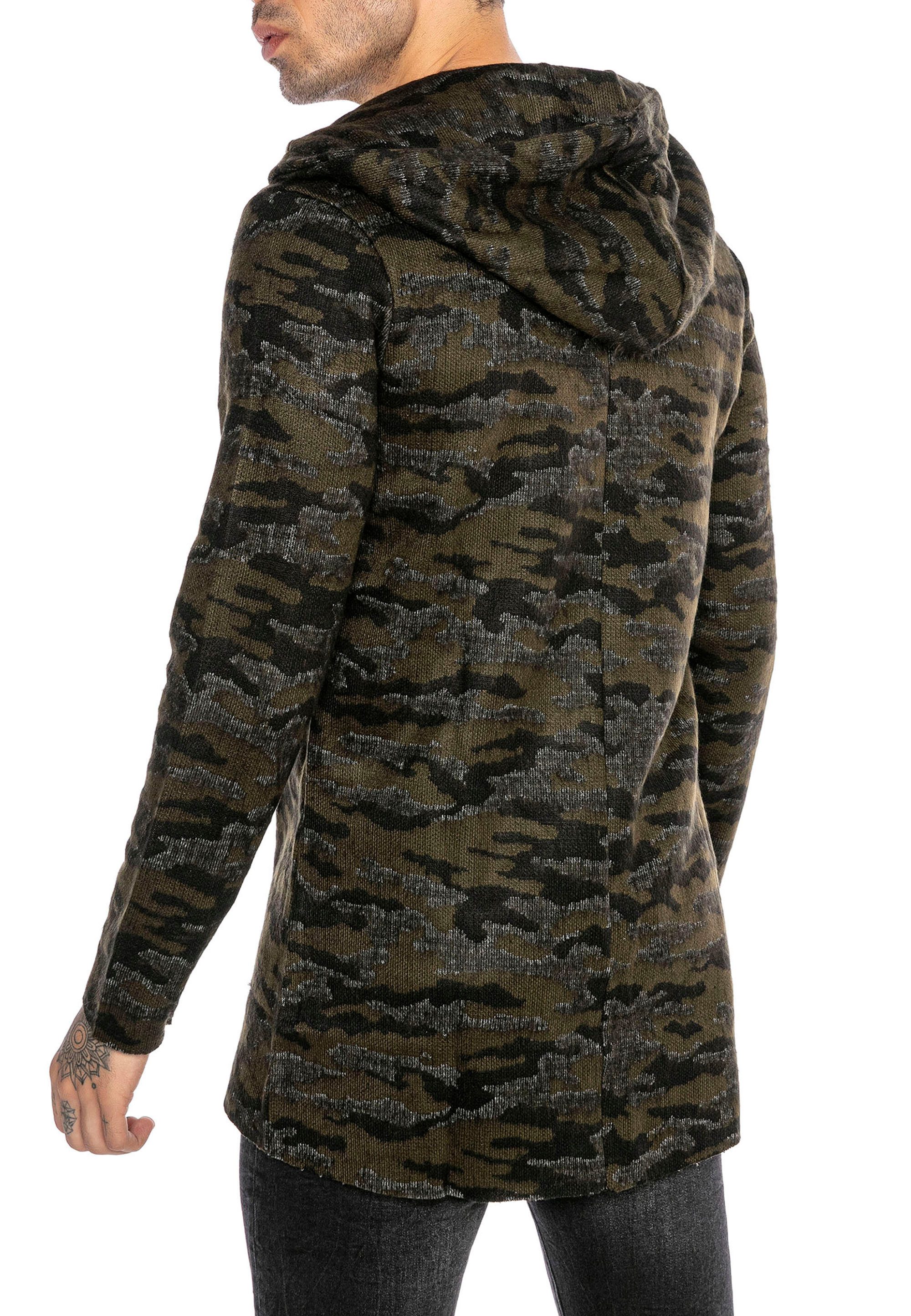 RedBridge Strickjacke mit Camouflage Muster Stylische Sweatjacke mit Reißverschluss