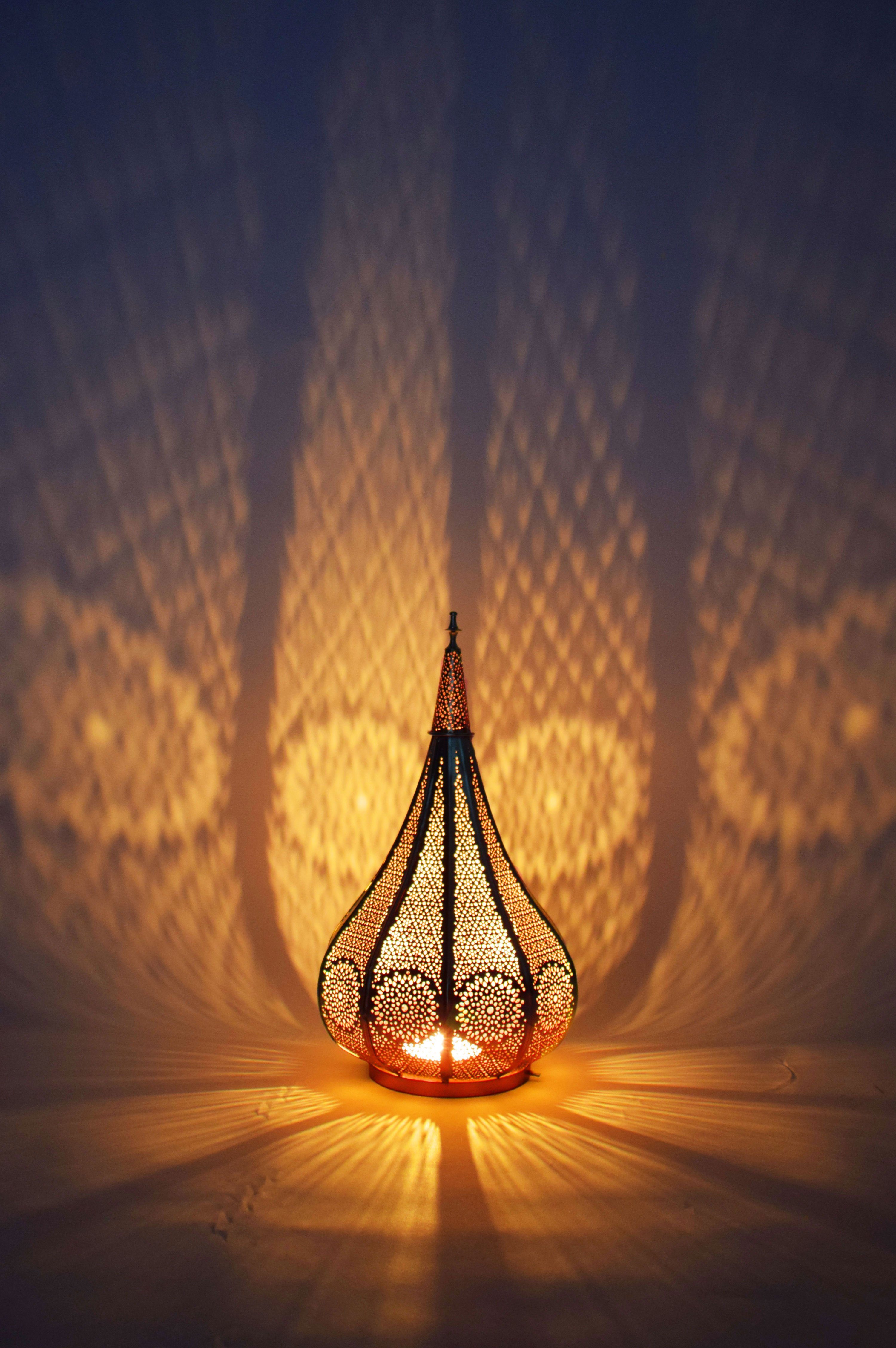 Marrakesch Orient & Mediterran Interior Teelichthalter Orientalische Laterne Windlicht Garten Deko Ezana gold (1 St), Handarbeit