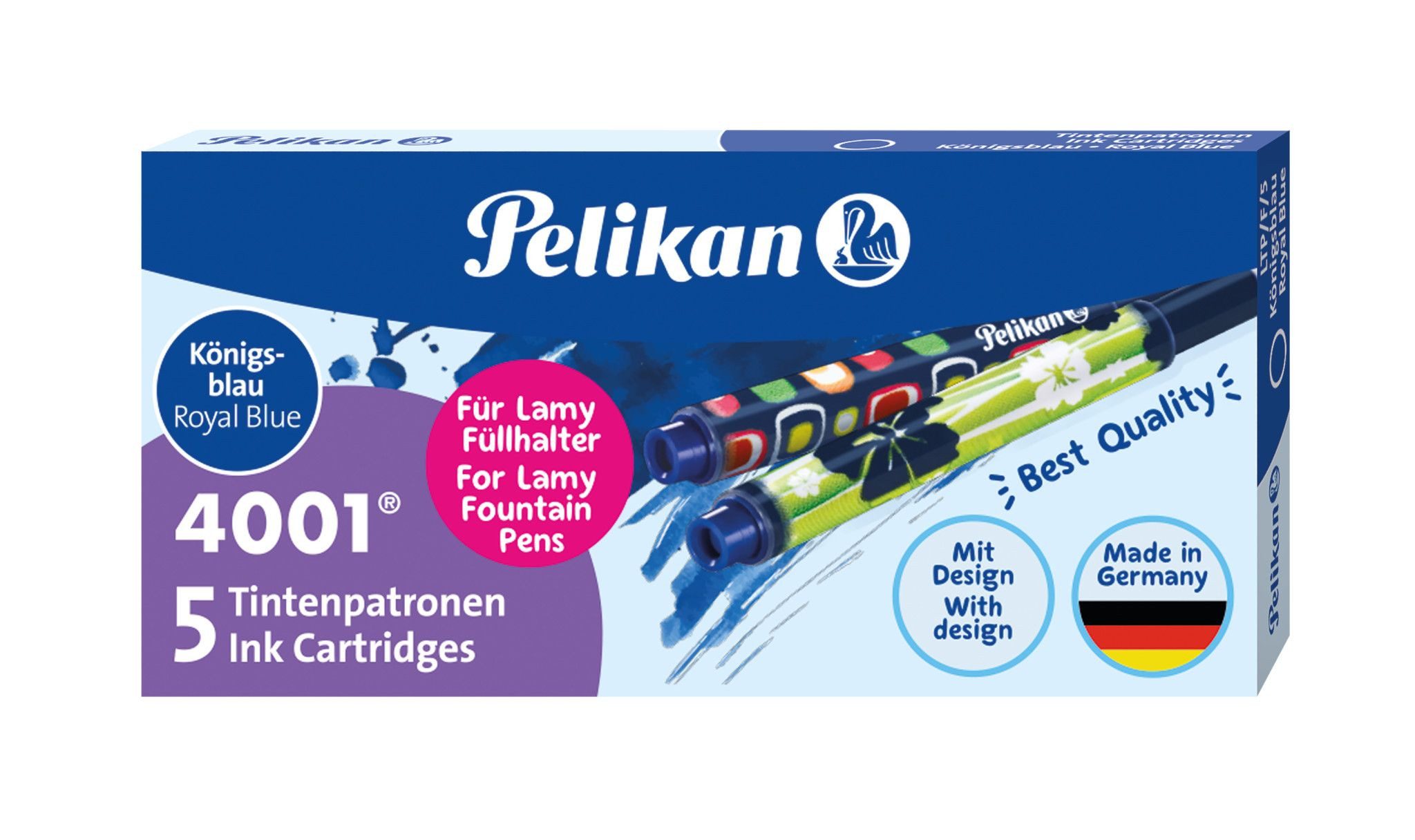 Pelikan Tintenpatrone 4001® für Lamy-Füllhalter - königsblau, 5 Stück Tintenpatrone