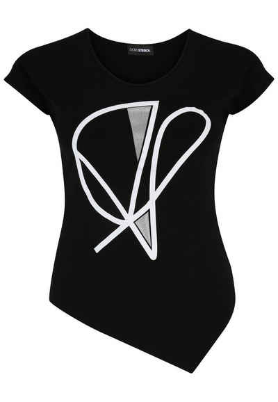 Doris Streich T-Shirt T-Shirt mit Grafik-Motiv und asymmetrischem Saum mit modernem Design