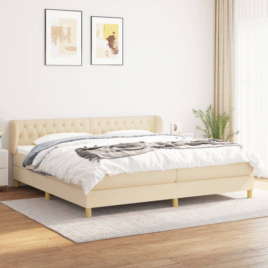 vidaXL Boxspringbett Boxspringbett mit Matratze Creme 200x200 cm Stoff Bett günstig online kaufen
