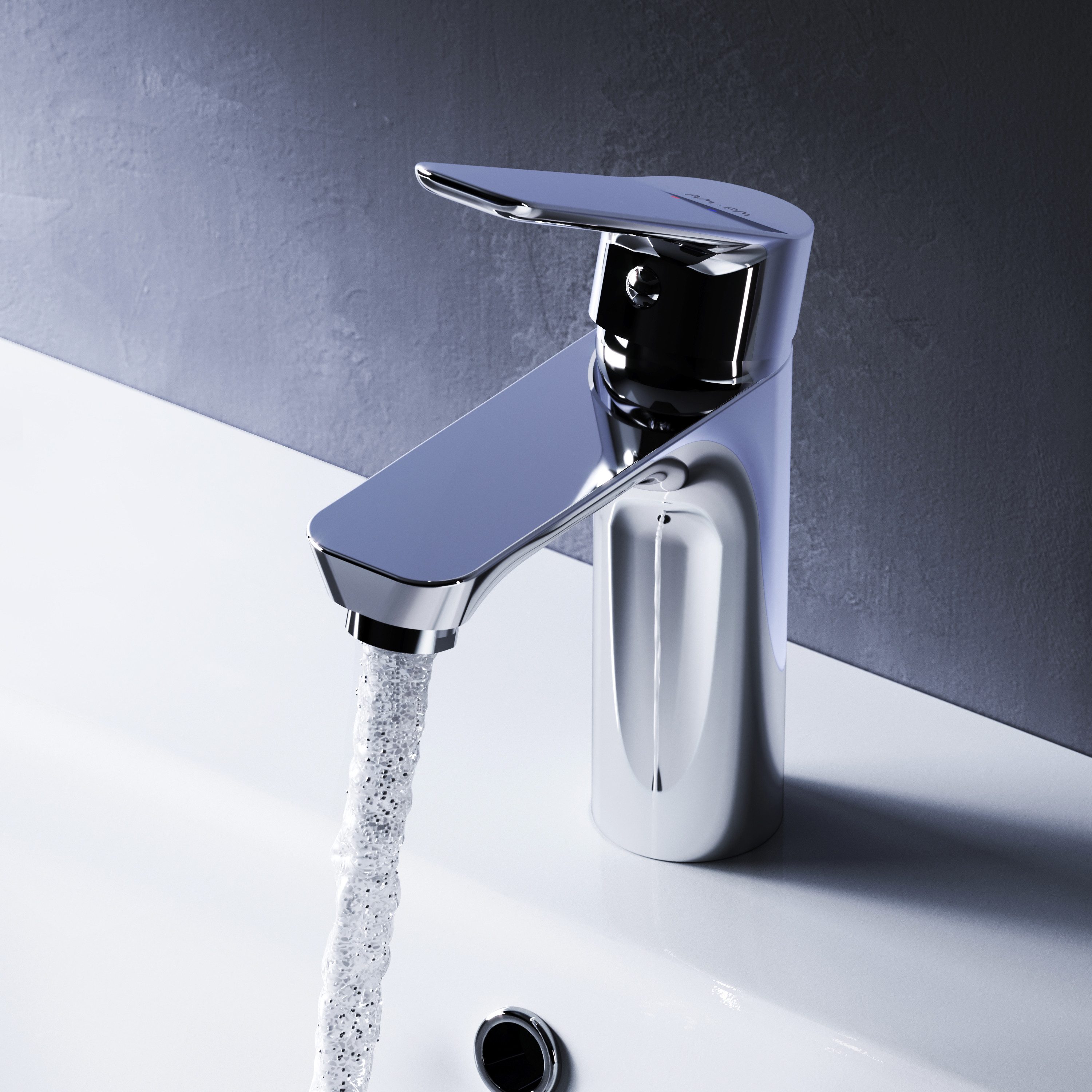 AM.PM Waschtischarmatur Badarmatur Bad Armatur HIT M-Größe Wasserhahn Waschbeckenarmatur (Einhebel-Mischarmatur, Mischbatterie inkl. 2 x G 3/8-Anschluss) Einhebelmischer für warmes und kaltes Wasser
