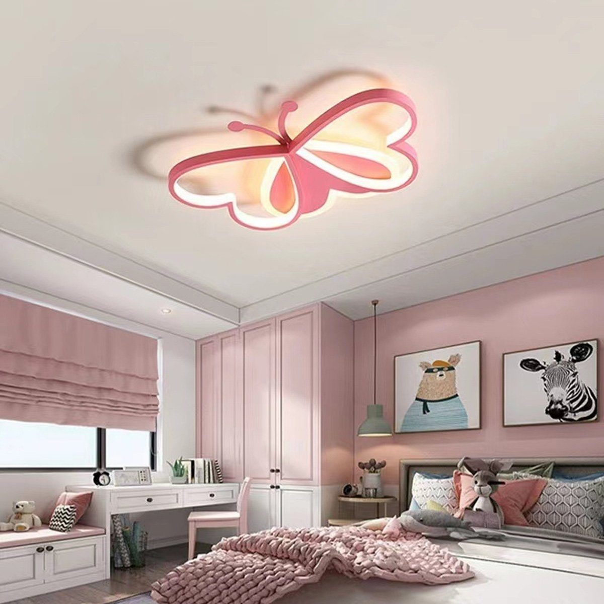 DOPWii Deckenleuchte für geeignet dimmbar Kinderzimmer LED Schmetterlings-Deckenleuchte,