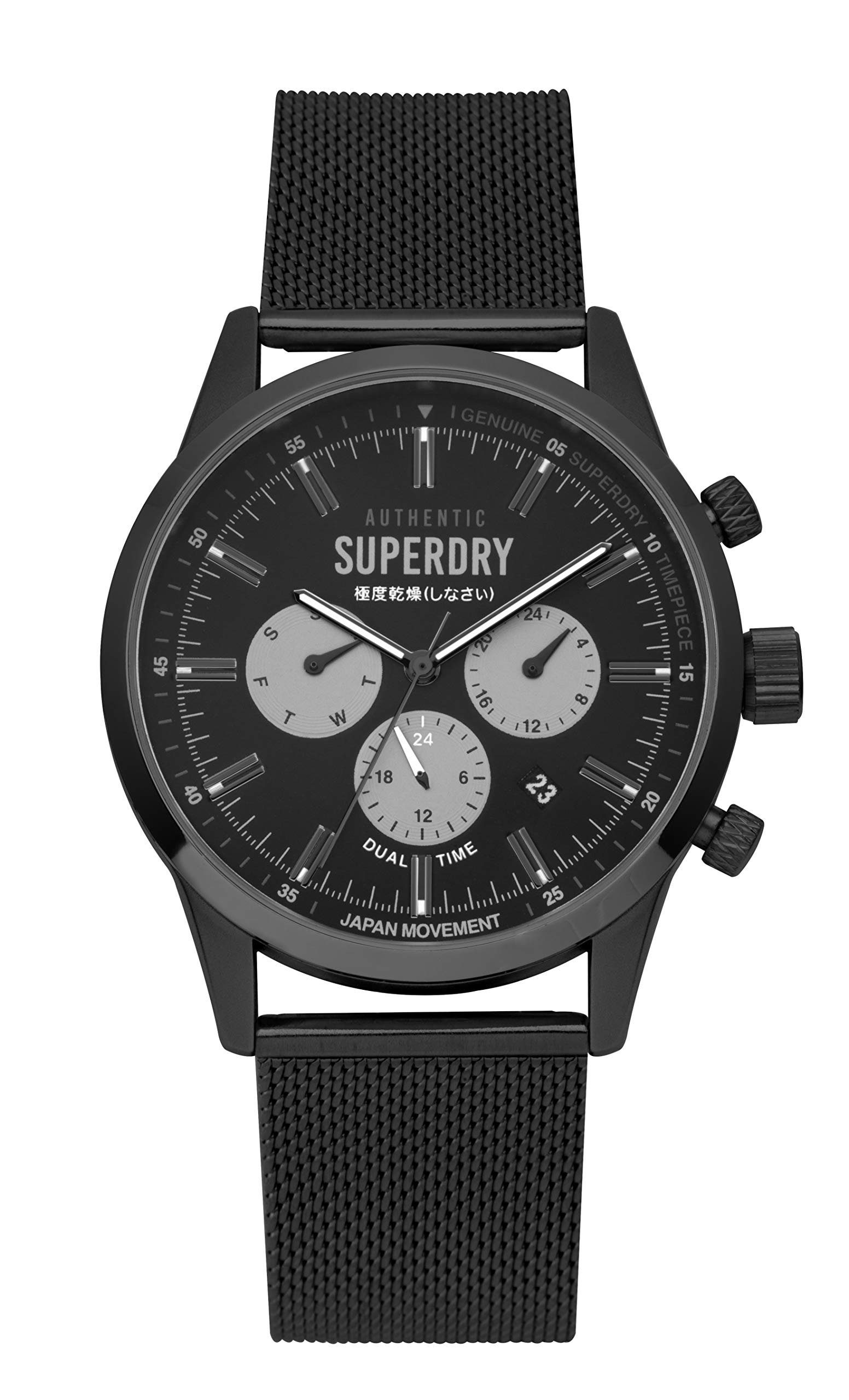 Superdry Quarzuhr, SYG256BM Herren Multi Zifferblatt Quarz Uhr mit Edelstahl Armband