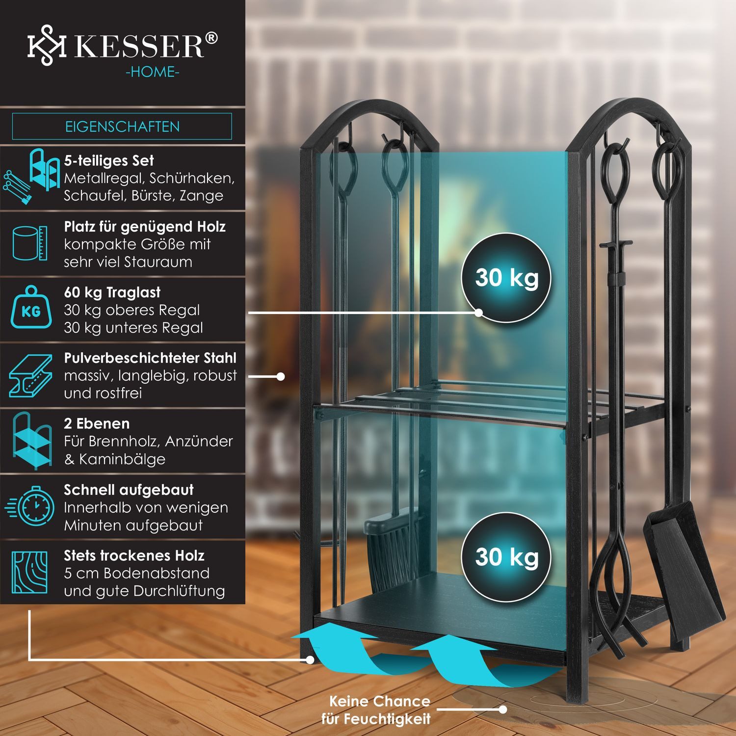 KESSER Kaminholzregal, Kaminholzregal 5-teiliges Set Kaminholzständer Feuer günstig online kaufen