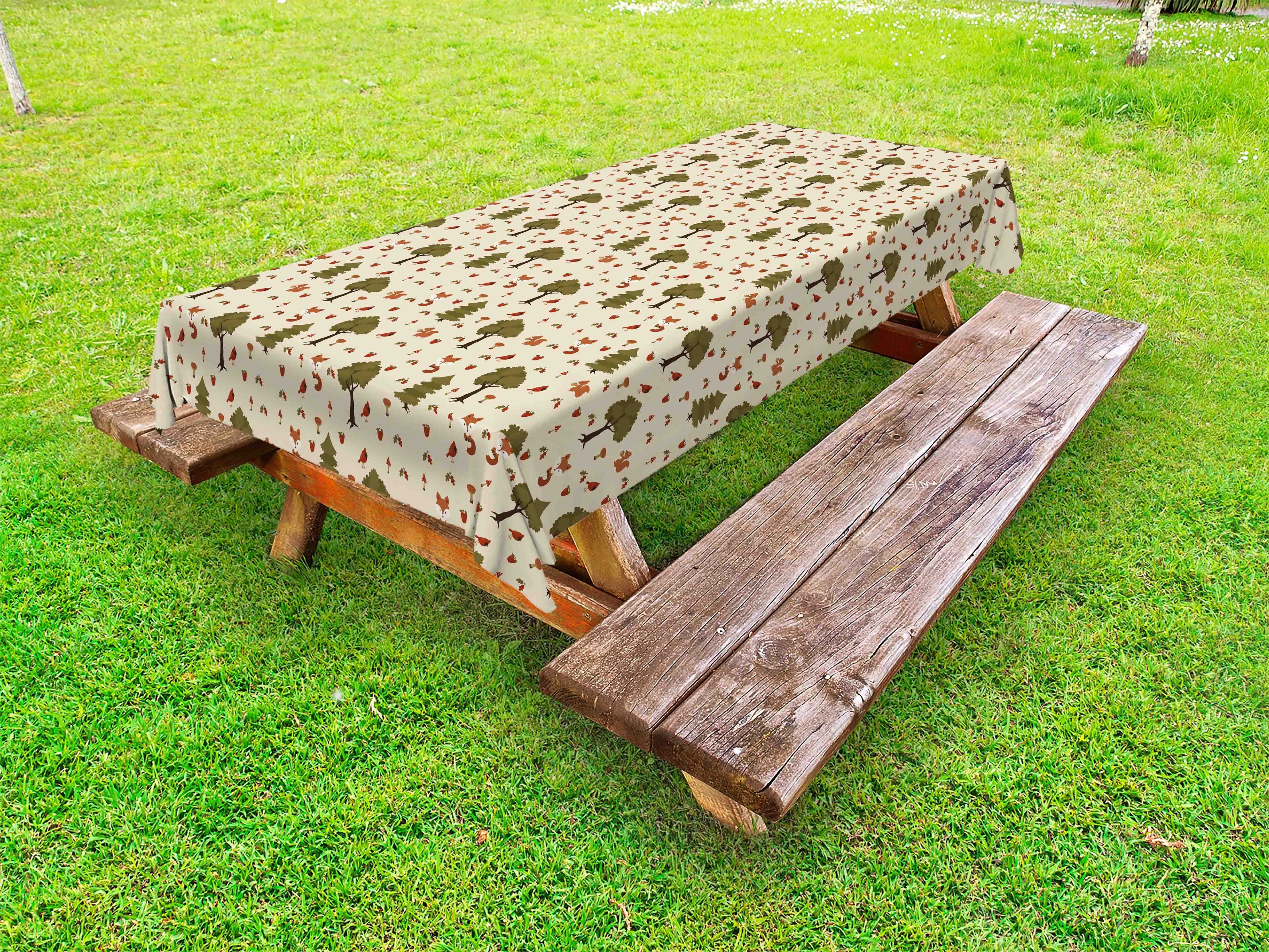 Abakuhaus Tischdecke dekorative waschbare Picknick-Tischdecke, holzig Waldtiere in der Natur