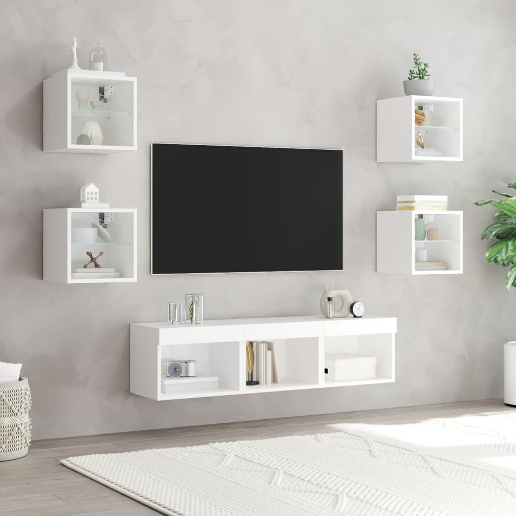 vidaXL TV-Wand 7-tlg. Wohnwand mit LED-Beleuchtung günstig online kaufen