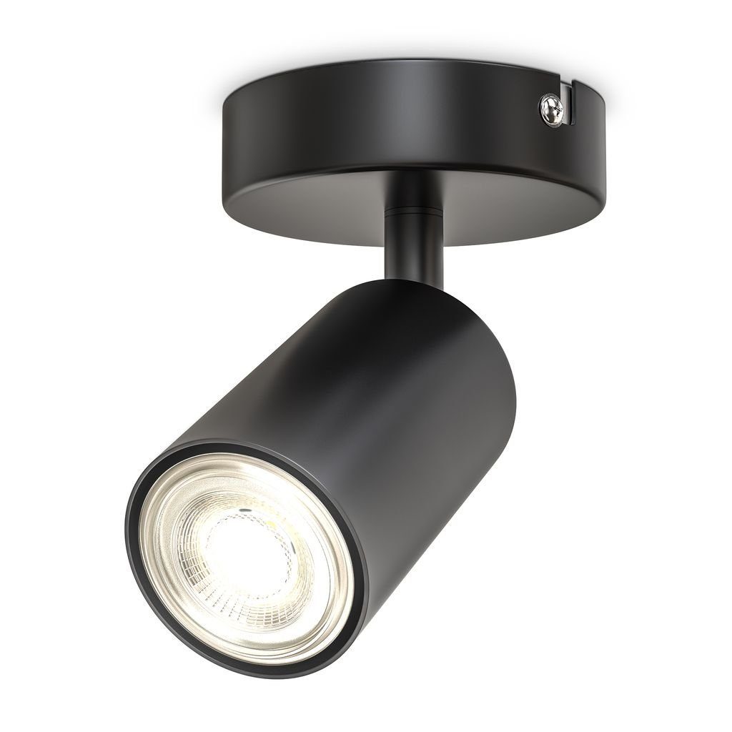 B.K.Licht Leuchtmittel, ohne Wand Spot Lampe schwenkbar Decke Deckenspot 1-flammig BKL1445, GU10 drehbar Retro-Design Fassung LED - 9x9cm Wohnzimmer LED 230V schwarz-matt Deckenleuchte