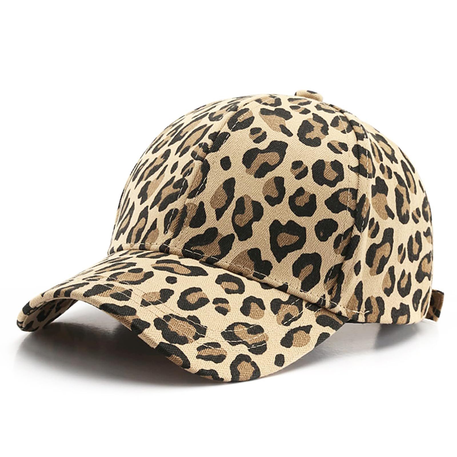 Zaewry Baseball Cap Damen Cap, Baseballkappe mit Leopardenmuster, Damen Verstellbar Cappy, Atmungsaktiv Einheitsgröße Baseball