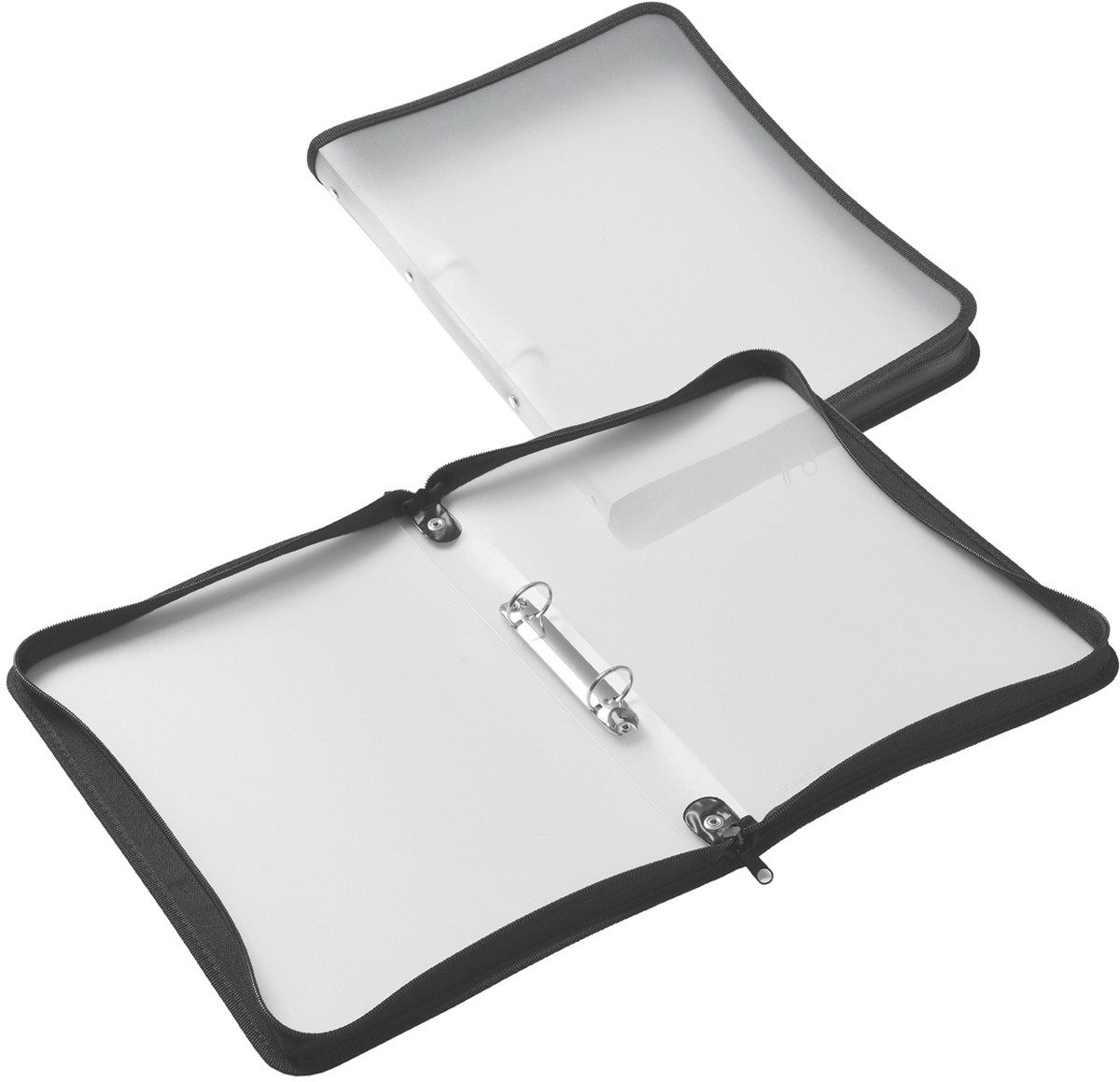 Präsentationsordner Reißverschluss-Mappe A4 PP farblos transluzent 2-Ring-Mechanik Zip sc.