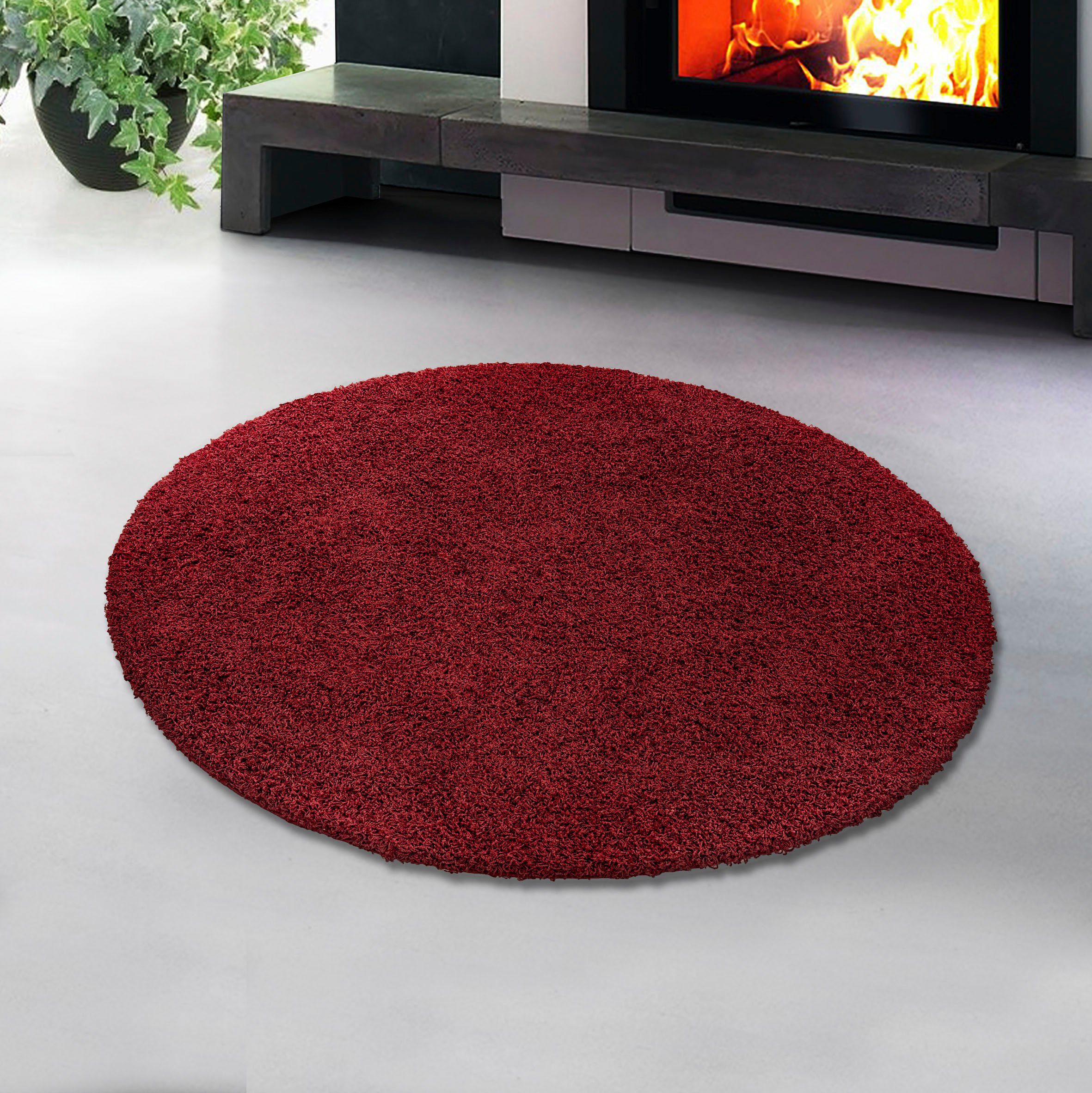 Home Teppich rund, mm, Teppich rund, Viva kuschelig 45 besonders einfarbig, und weinrot weich Uni-Farben, Höhe: affaire,