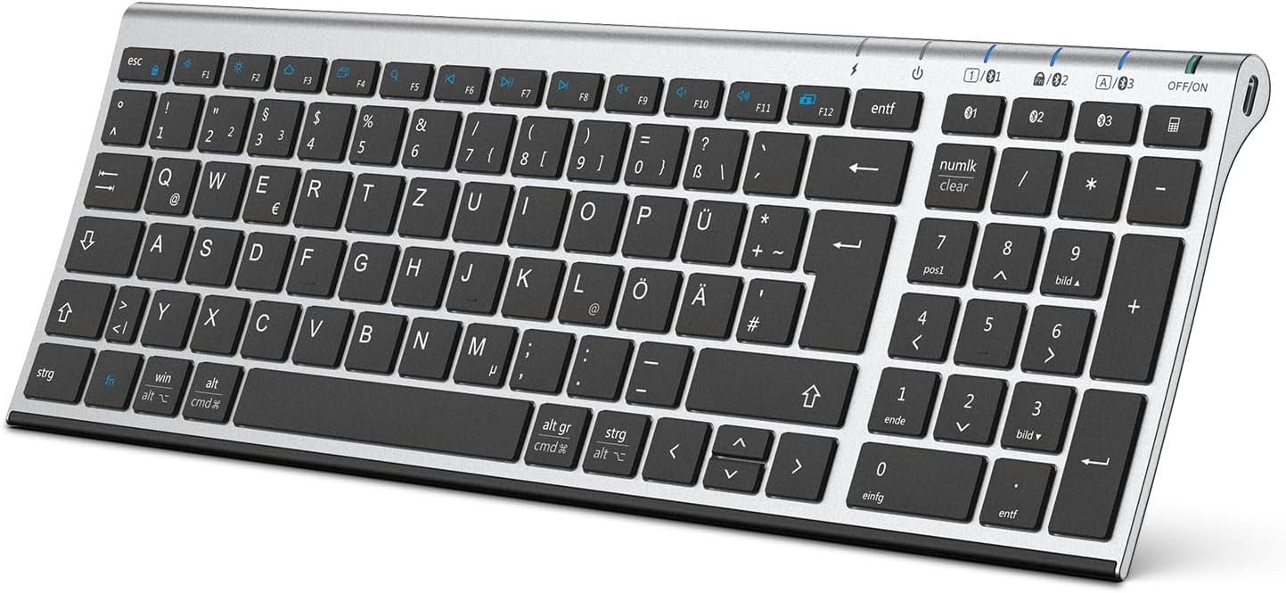 iclever Keyboard BK10, mit 3 Bluetooth Kanälen Stabile Verbindung