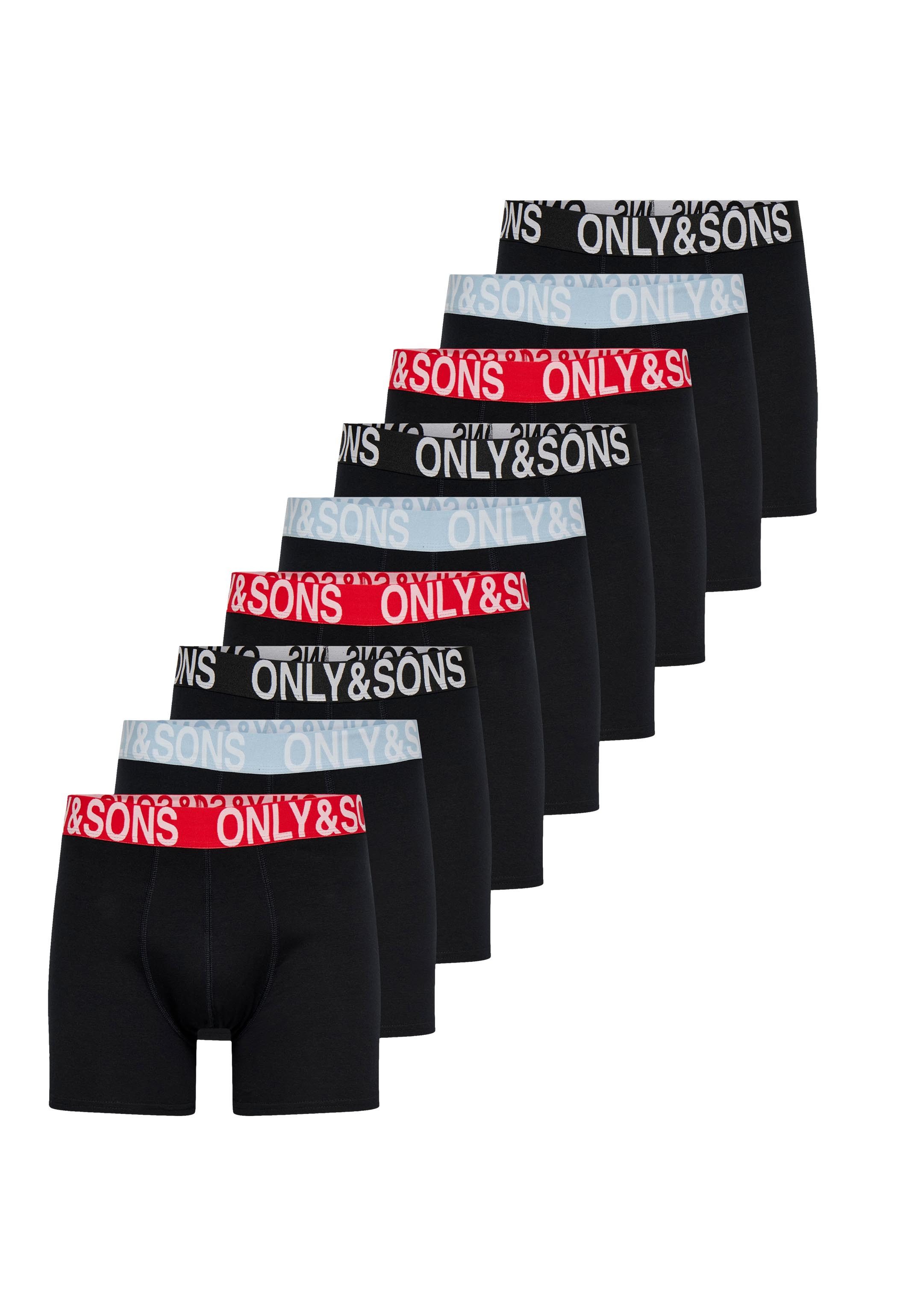 ONLY & SONS Retro Boxer 9er Pack ONSFITZ SOLID BOXER (Spar-Set, 9-St) Long Short / Pant - Baumwolle - ohne Eingriff - Atmungsaktiv