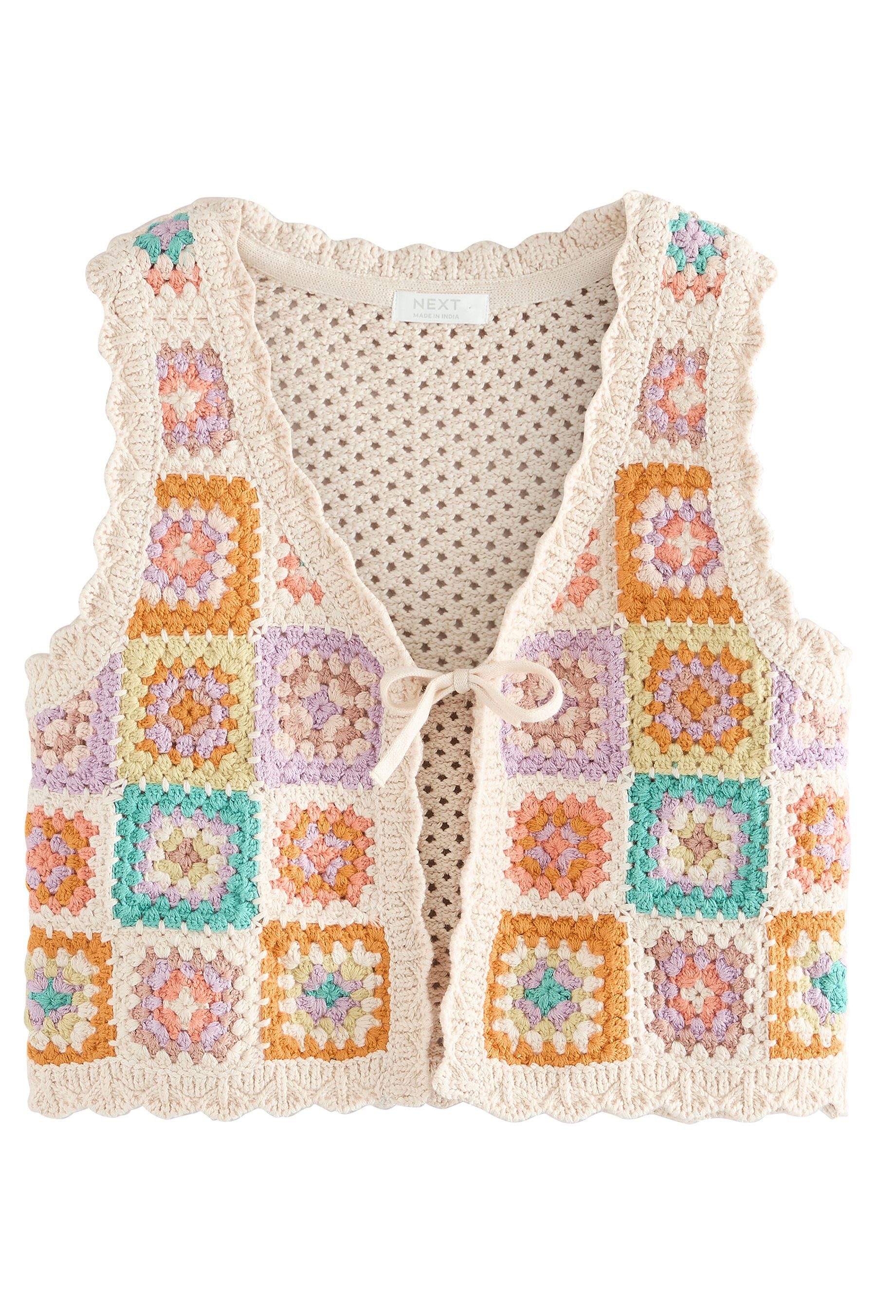 Next Strickjacke Häkel-Weste aus 100 % Baumwolle (1-tlg)