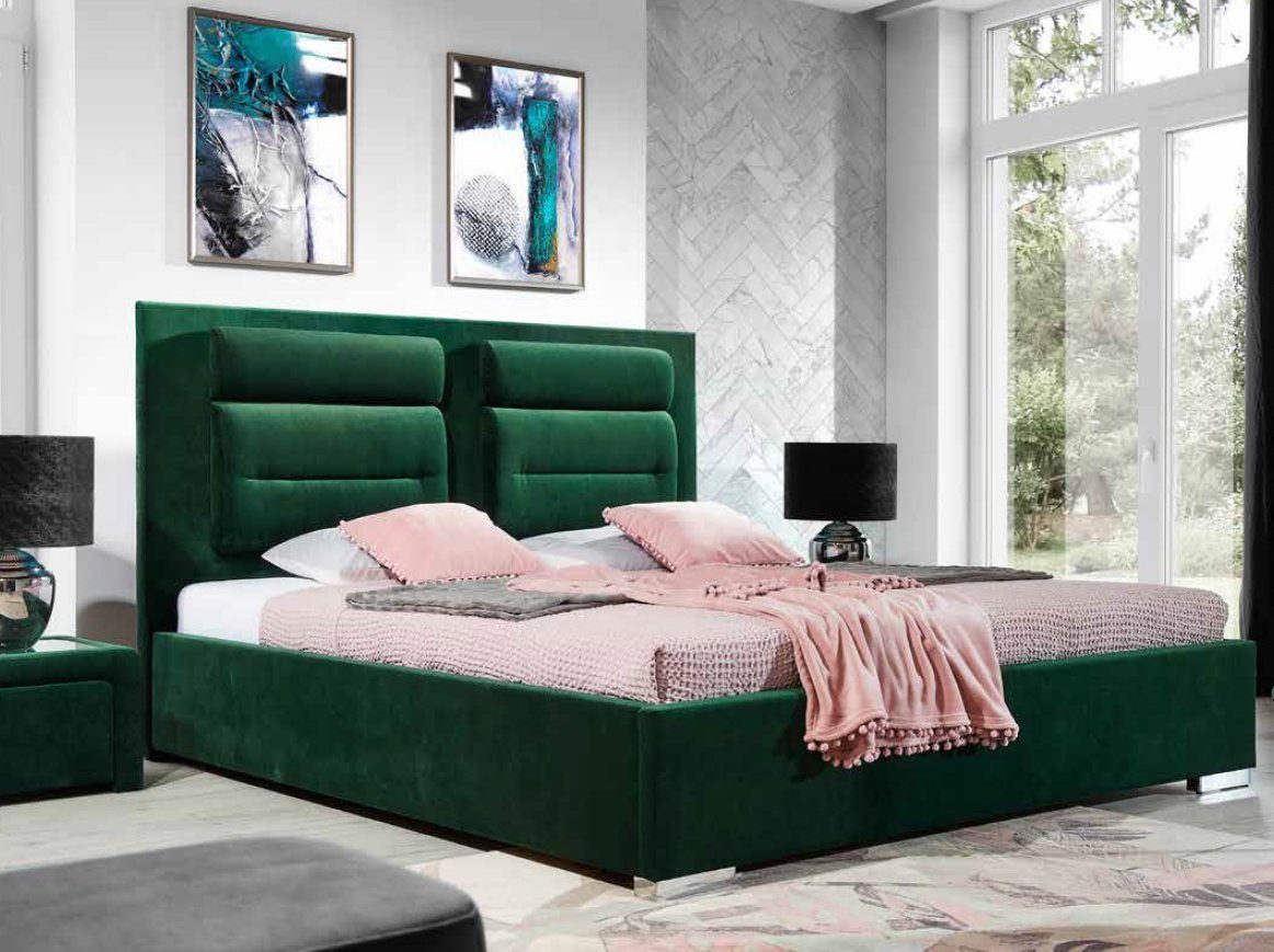 Betten Leder JVmoebel Hotel Textil Bett, Designer Polster Luxus Bett Schlafzimmer
