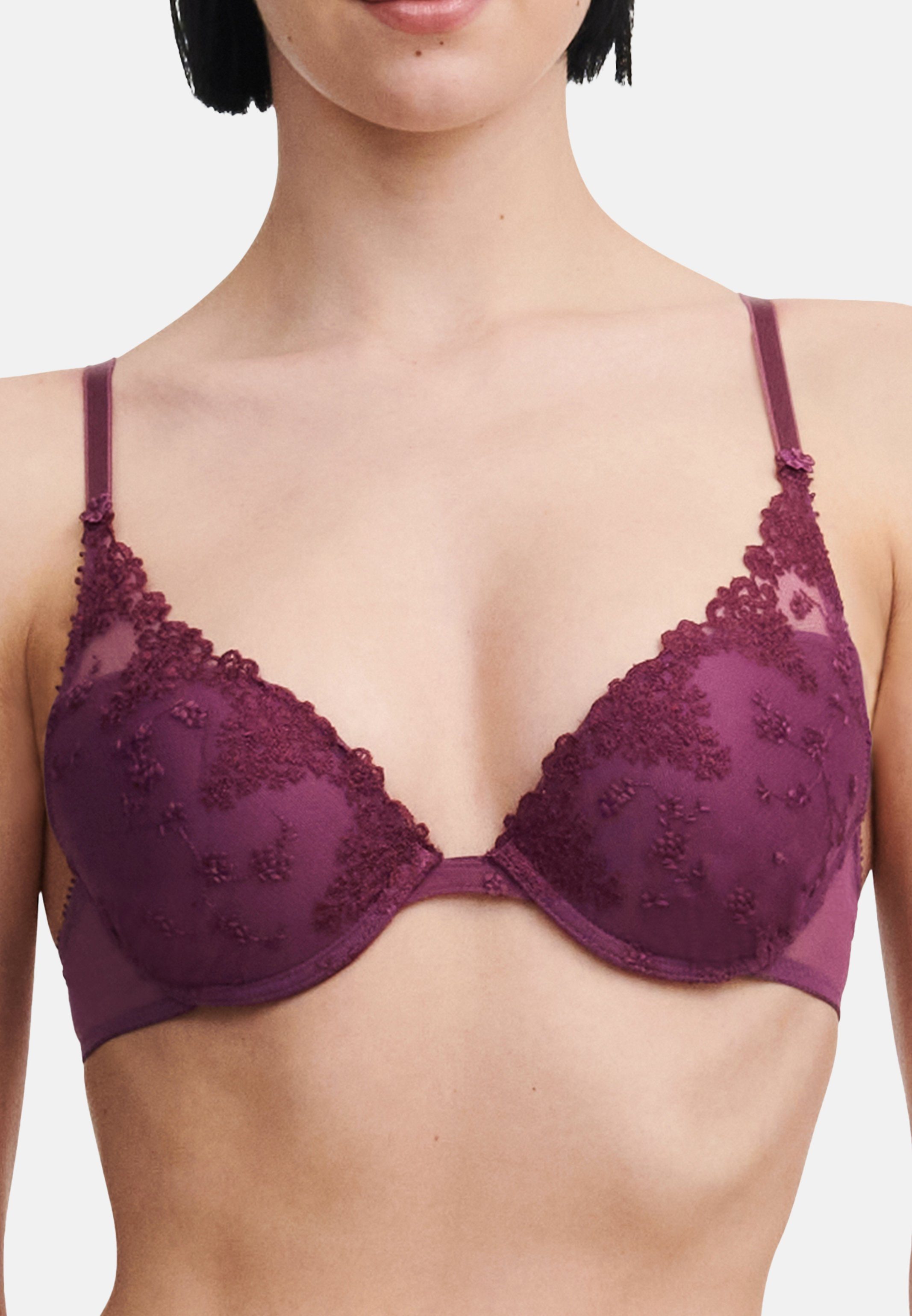 PASSIONATA Push-up-BH White Nights (1-tlg) Push-Up BH - Florale Stickerei auf Tüll, Tiefes und betontes Dekolleté