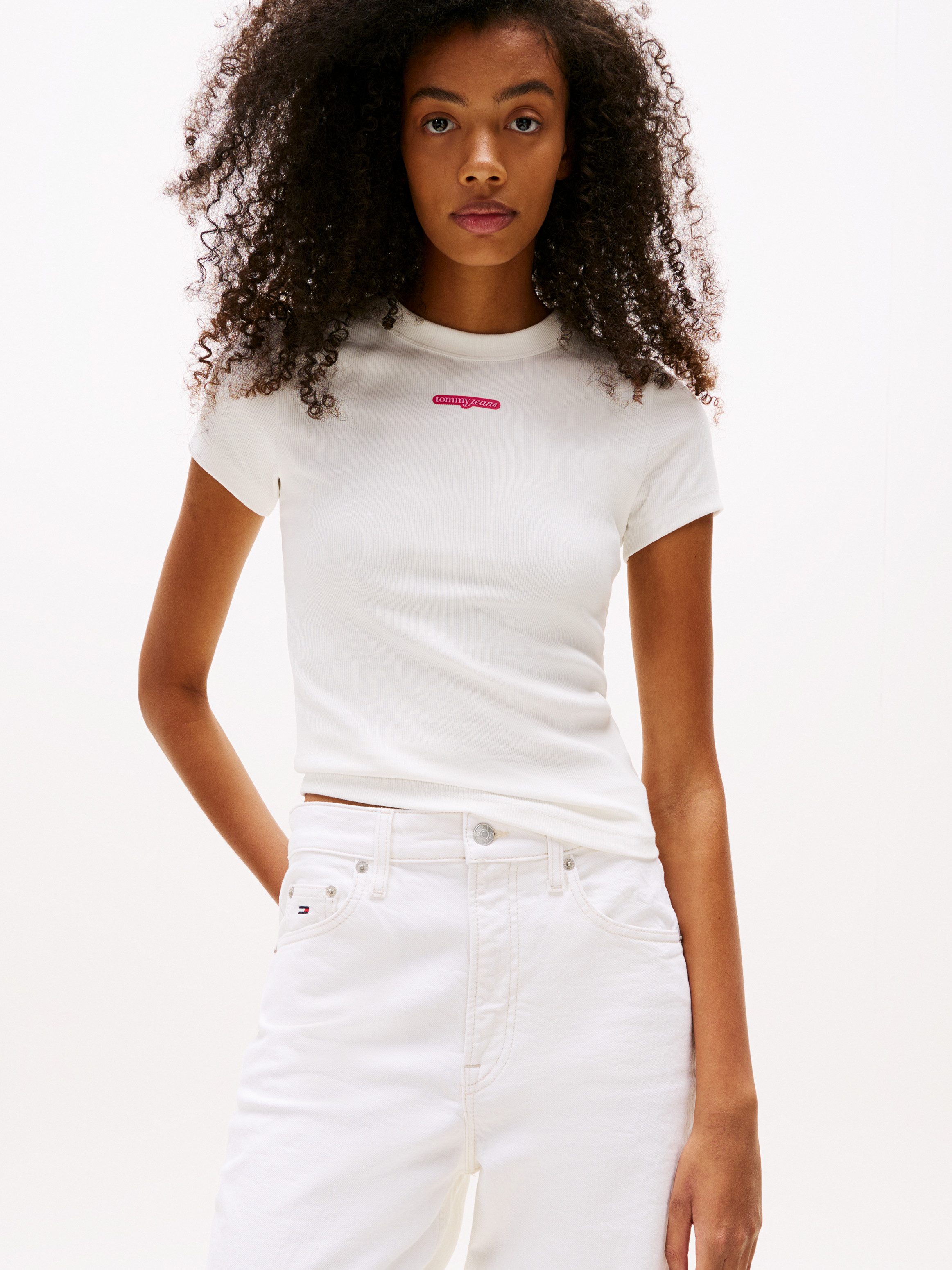 Tommy Jeans Kurzarmshirt TJW SLIM SCRIPT günstig online kaufen