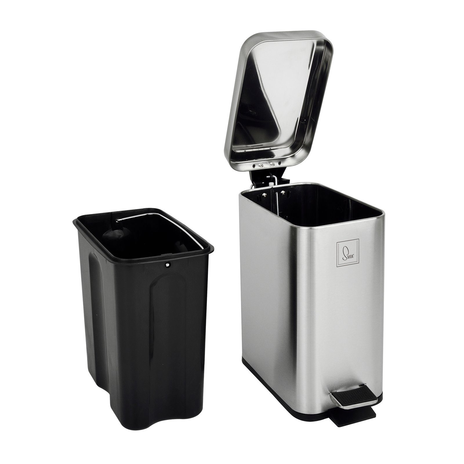 SVITA Mülleimer STM5, Treteimer, Kosmetikeimer, Softclose-Funktion, 5L, Edelstahl, Silber