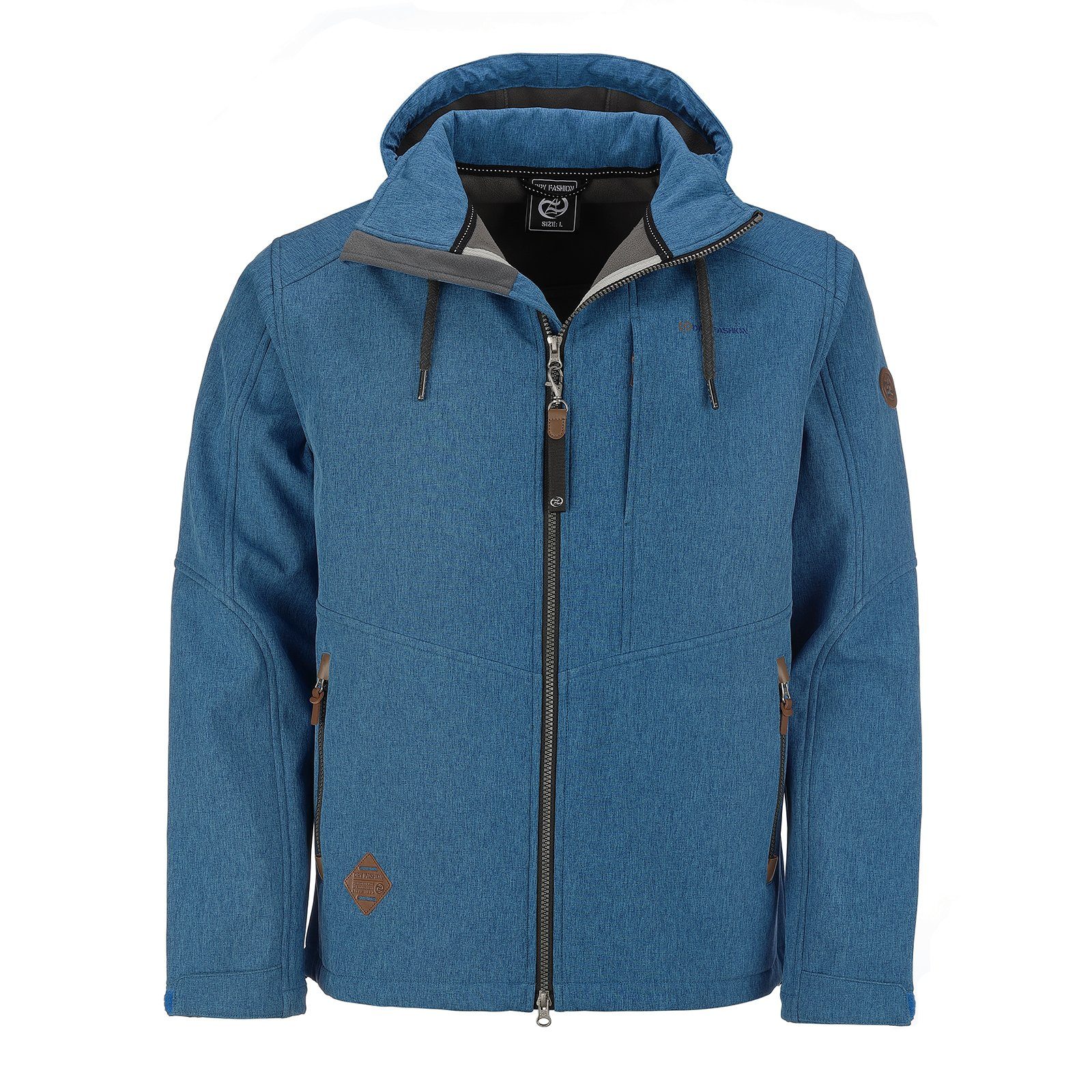 Dry Fashion Softshelljacke Eckernförde Herren Jacke Eckernförde Meliert mit Fleece-Innenfutter und Kapuze
