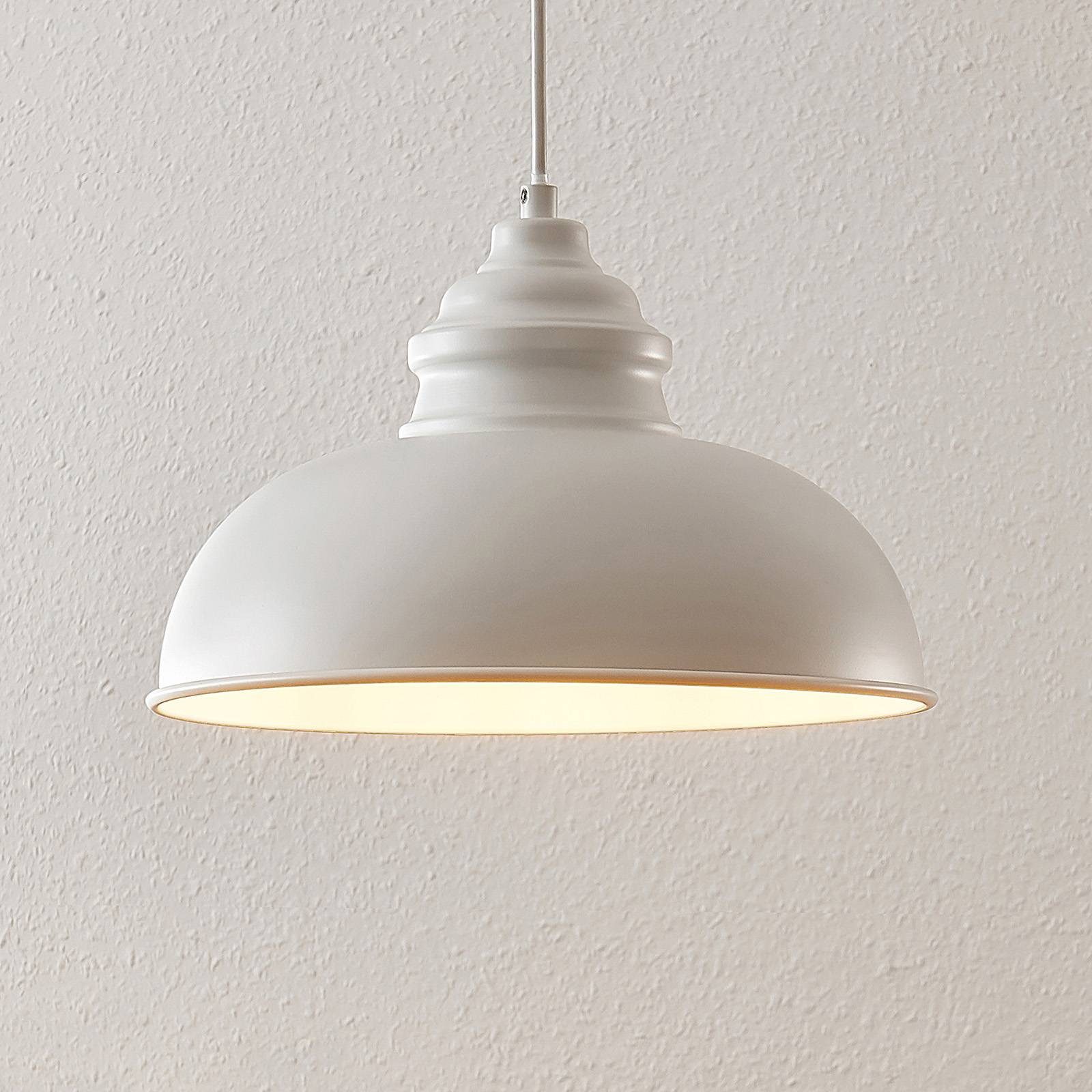 Lindby Hängeleuchte Cliona, Metall, Weiß IP20, 1 x 60 W günstig online kaufen