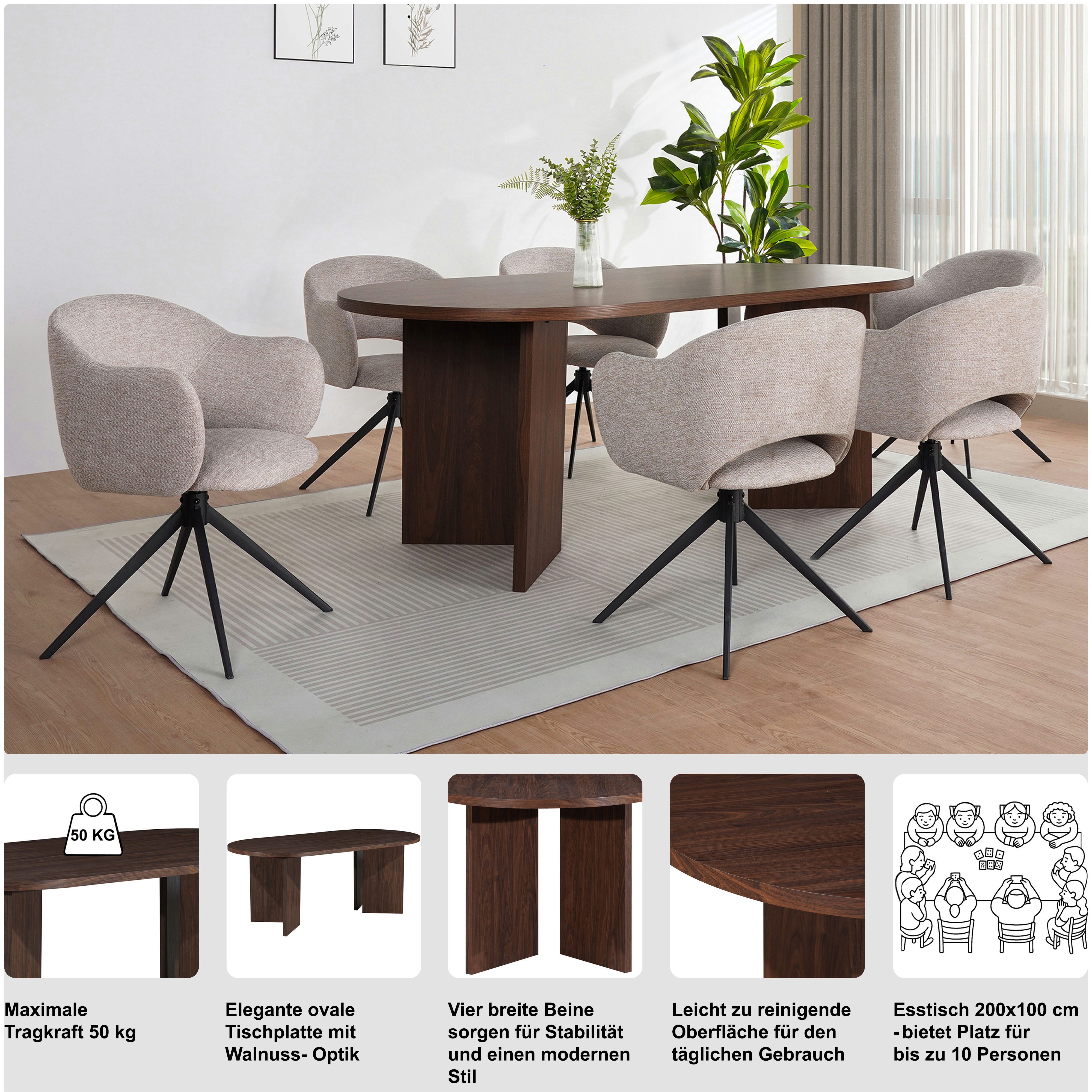 OTTO home Esstisch Callii, Walnussoptik