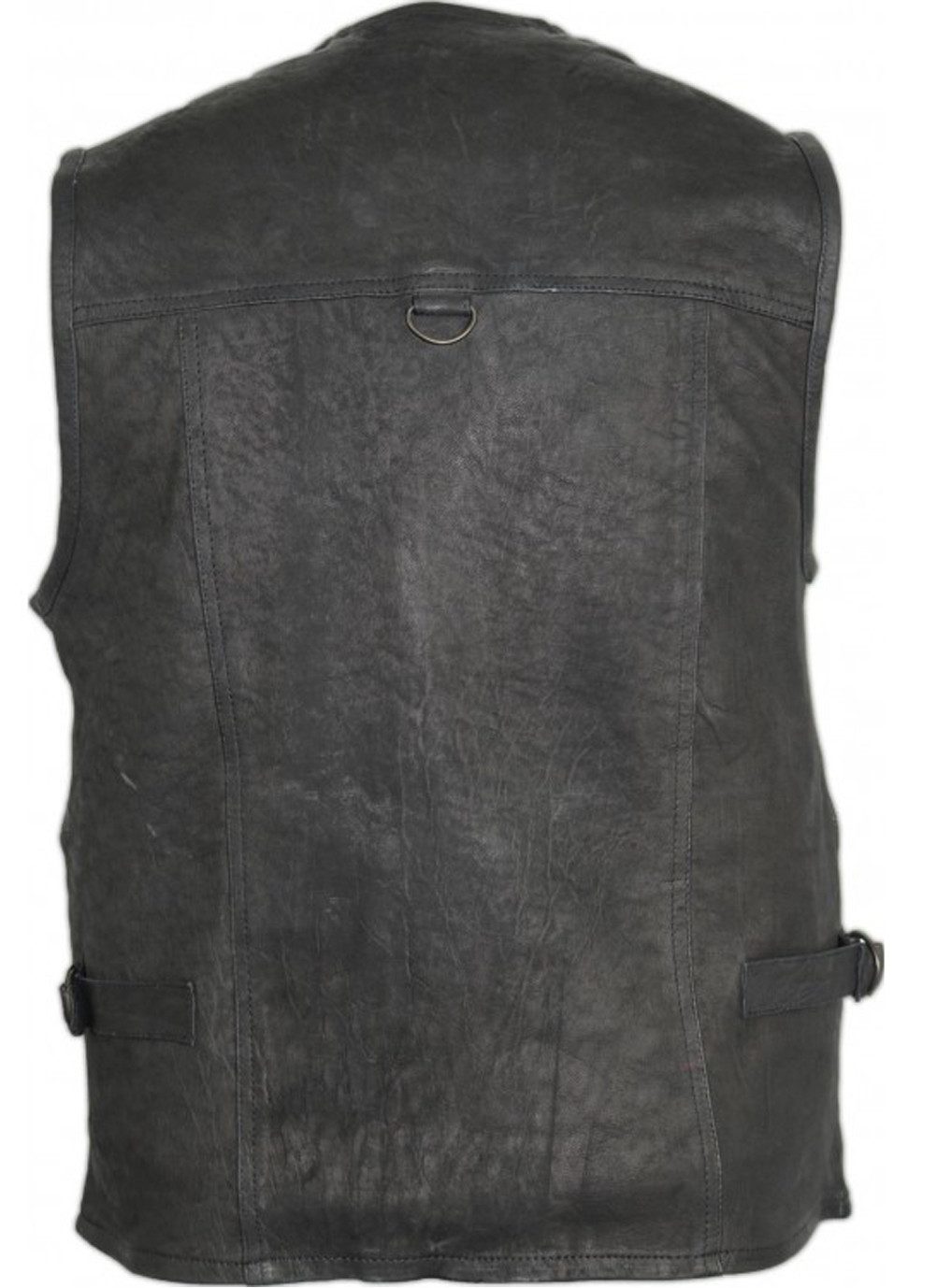 MDM Lederweste Herren Jagd Lederweste Angler Weste in Velour Schwarz