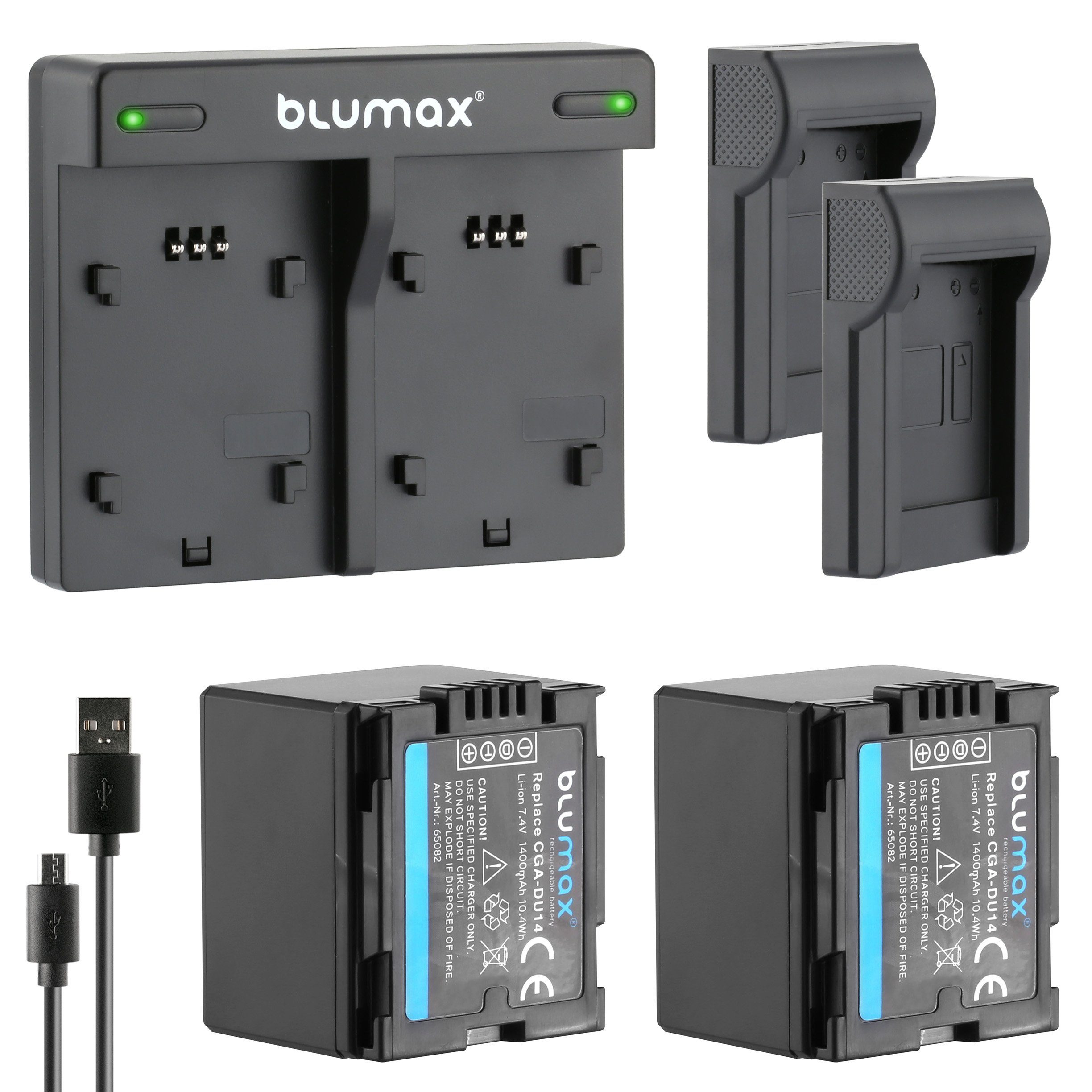 Blumax Set mit Lader für Panasonic CGA-DU14 1400 mAh Kamera-Akku