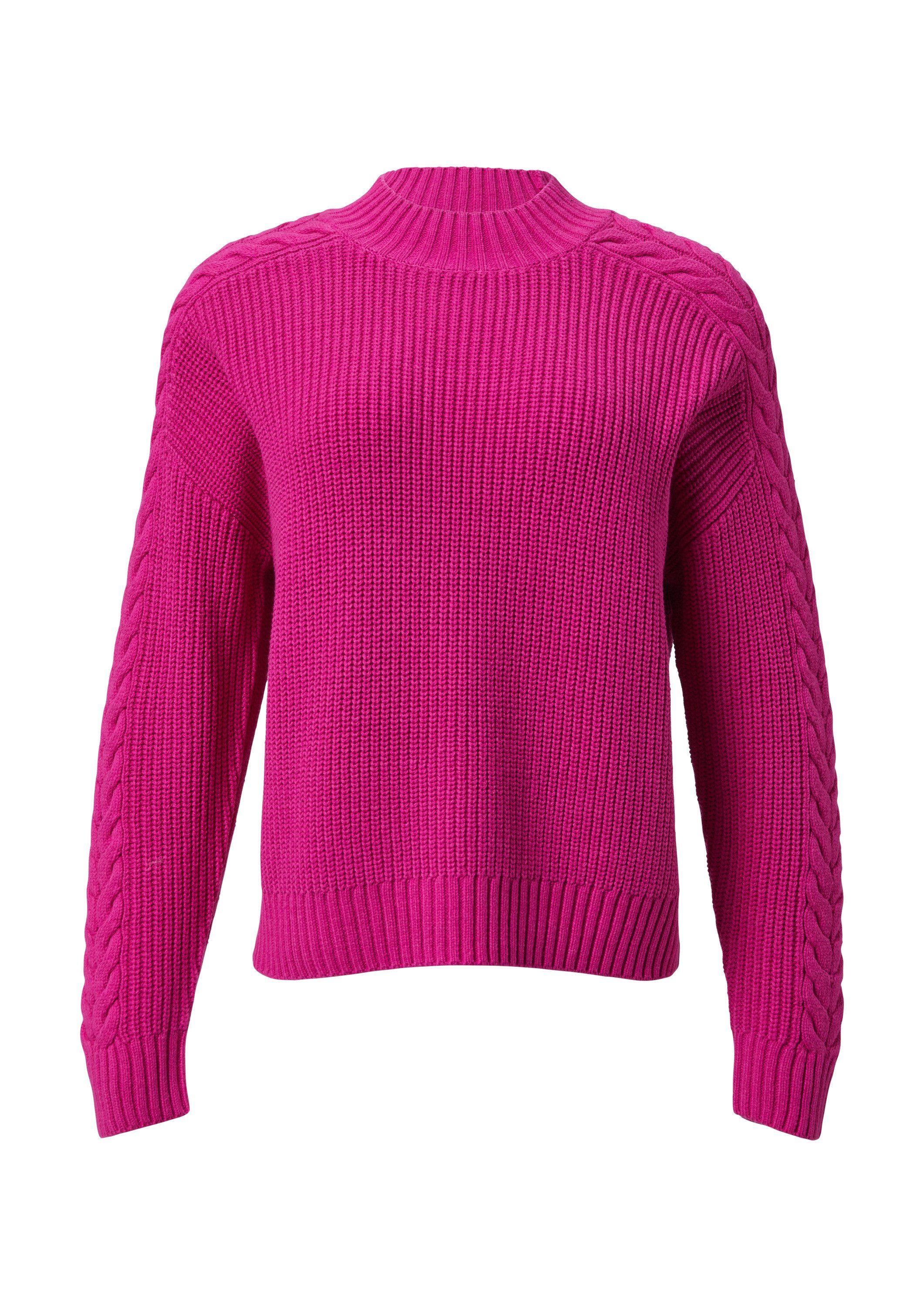 comma Longpullover Strickpullover Strickpullover mit Zopfmuster günstig online kaufen