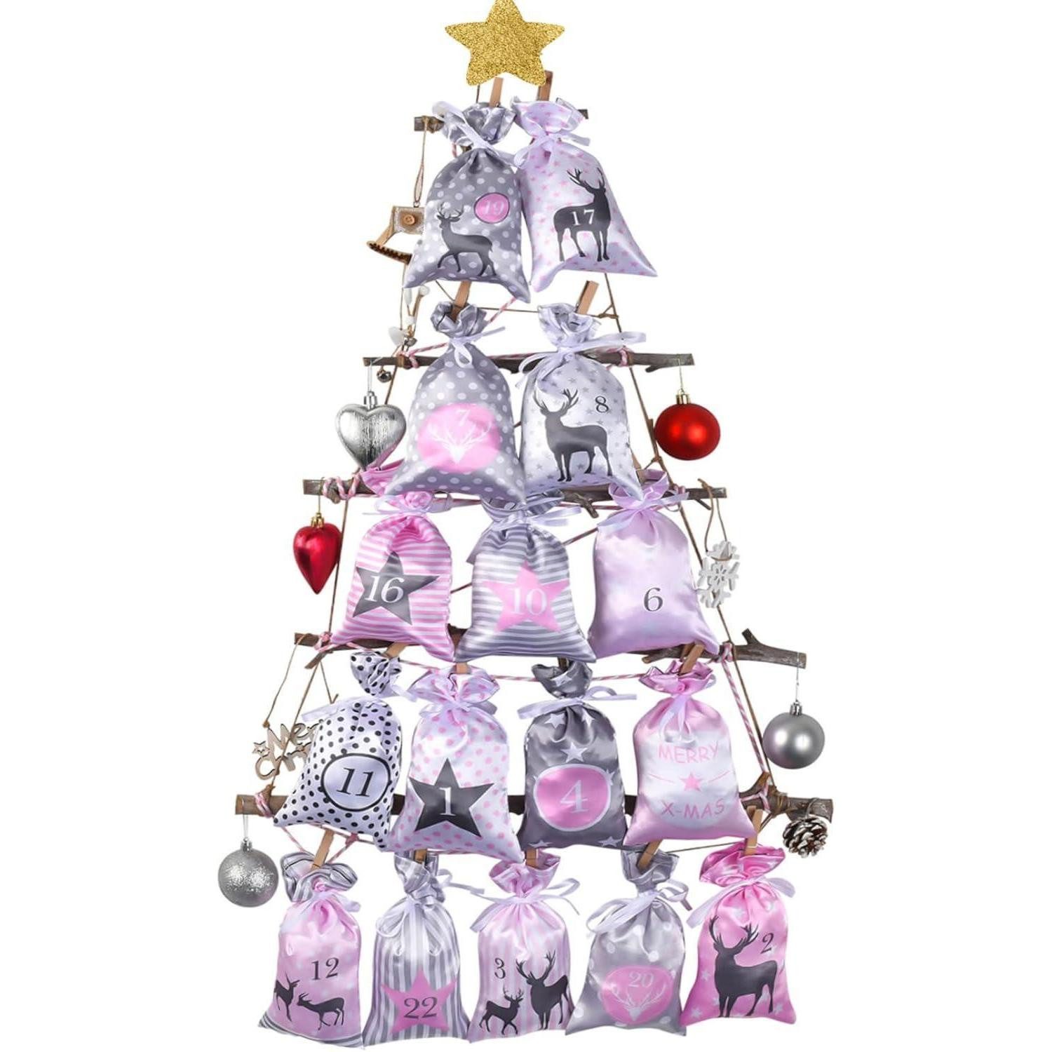 LuxusKollektion DIY-Adventskalender Adventskalender zum Befüllen 24 Stoffsäckchen Weihnachtskalender DIY