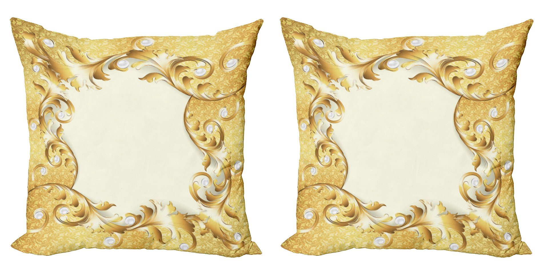 Kissenbezüge Modern Accent Doppelseitiger Digitaldruck, Abakuhaus (2 Stück), Jahrgang Goldene Blumenverzierung