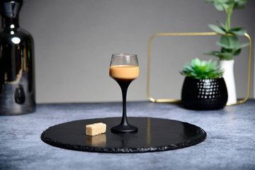 Sendez Likörglas 6 Likörgläser 75ml mit schwarzem Stiel Schnapsgläser Tequilagläser, Glas