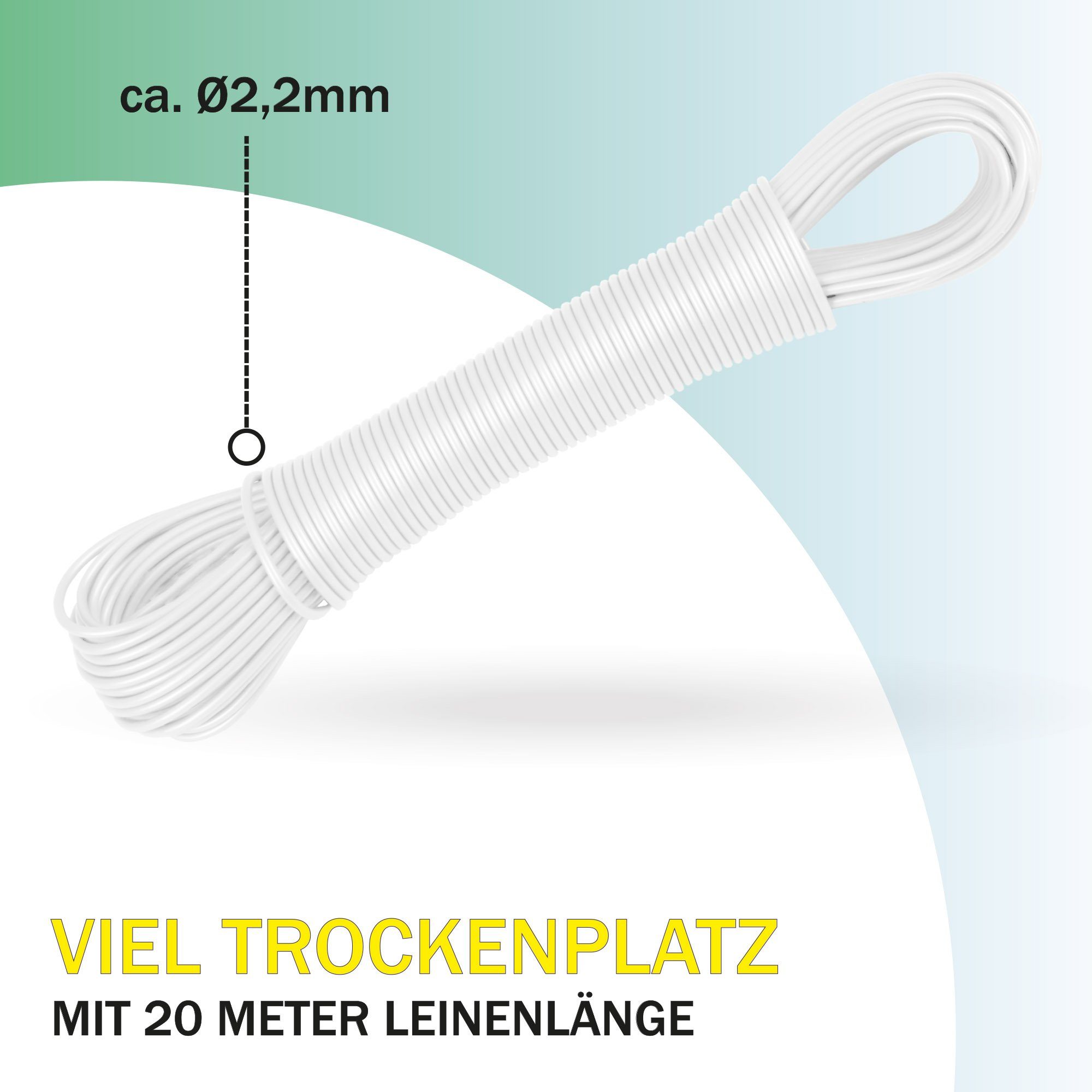 Bestlivings Wand-Wäscheleine 06827 Wäschetrockner, Wäscheschnur Trockner Wäscheaufhänger Campingtrockner 20m