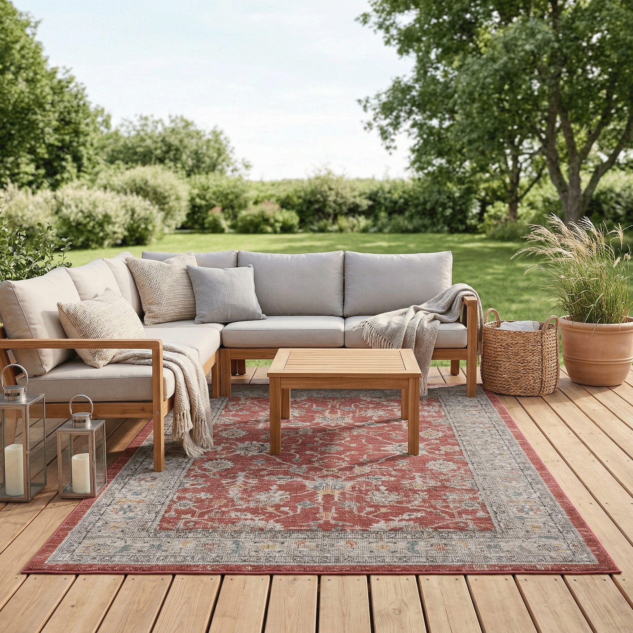 Pergamon Outdoorteppich Indoor Outdoor Teppich Lagos Vintage, Rechteckig, Höhe: 4 mm