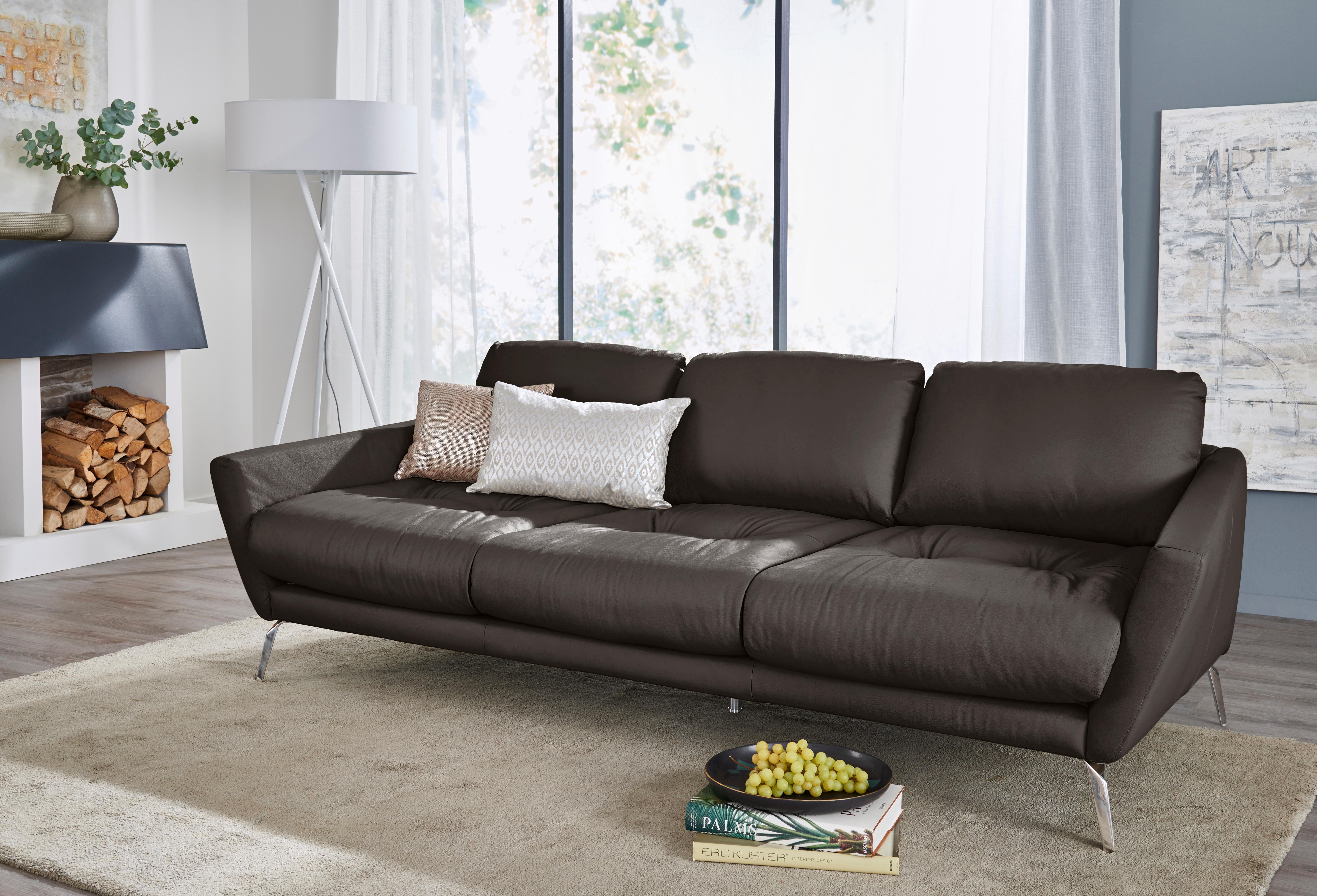 dekorativer Chrom glänzend softy, Big-Sofa Füße mit Heftung im Sitz, W.SCHILLIG