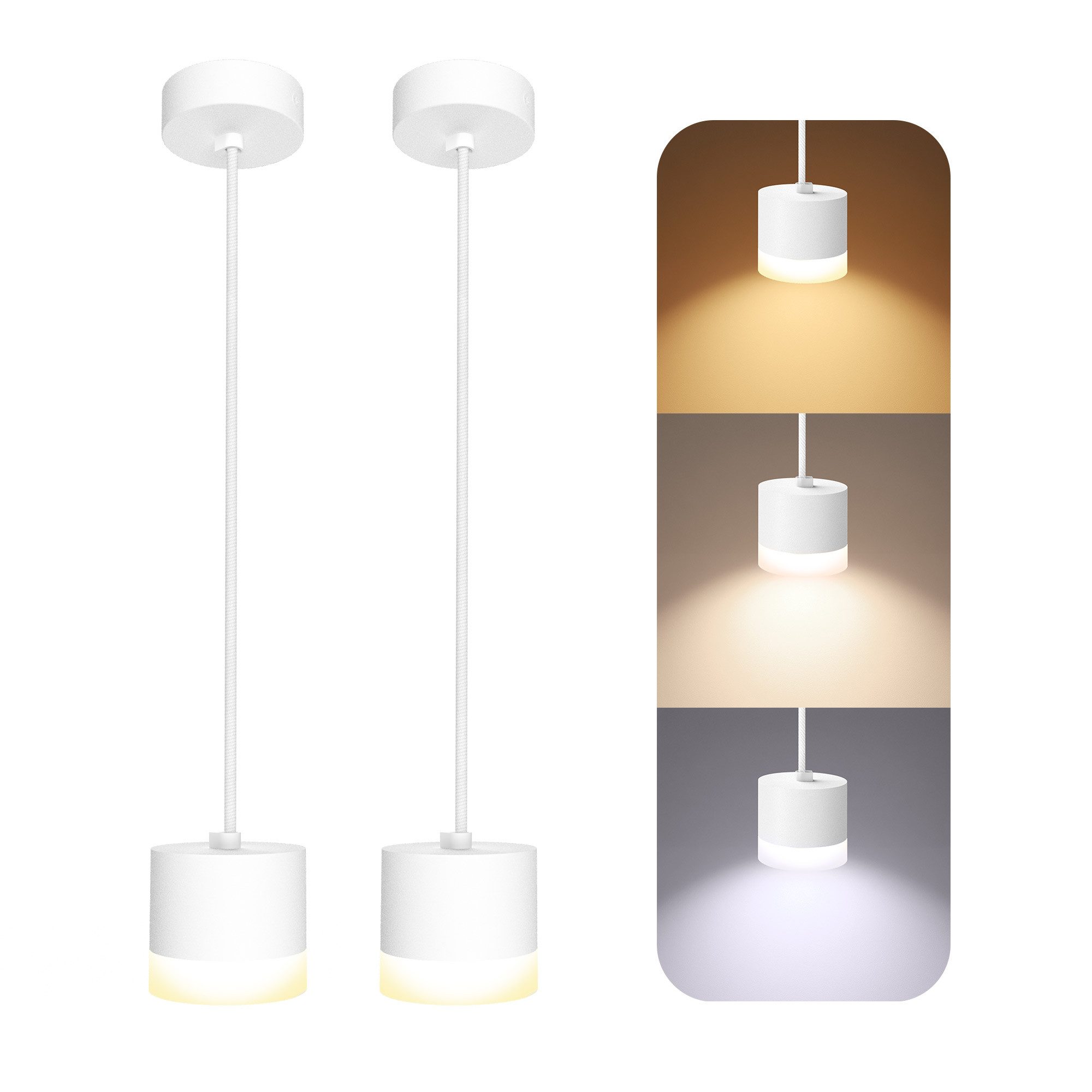 SSC-LUXon LED-Hängeleuchte VORA Pendelleuchte weiß mit LumiFLEX 3CCT Lichtfarbe, Warmweiß bis Tageslicht