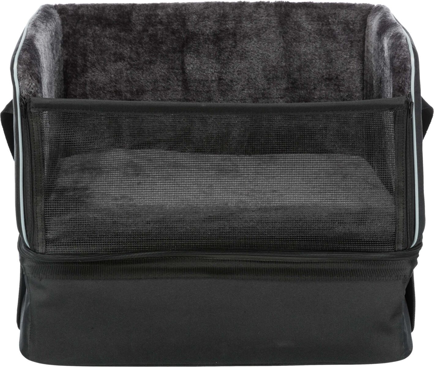 TRIXIE Hunde-Autositz Erhöhter Autositz mit Staufach für kleine Hunde - schwarz - 45 × 38 ×