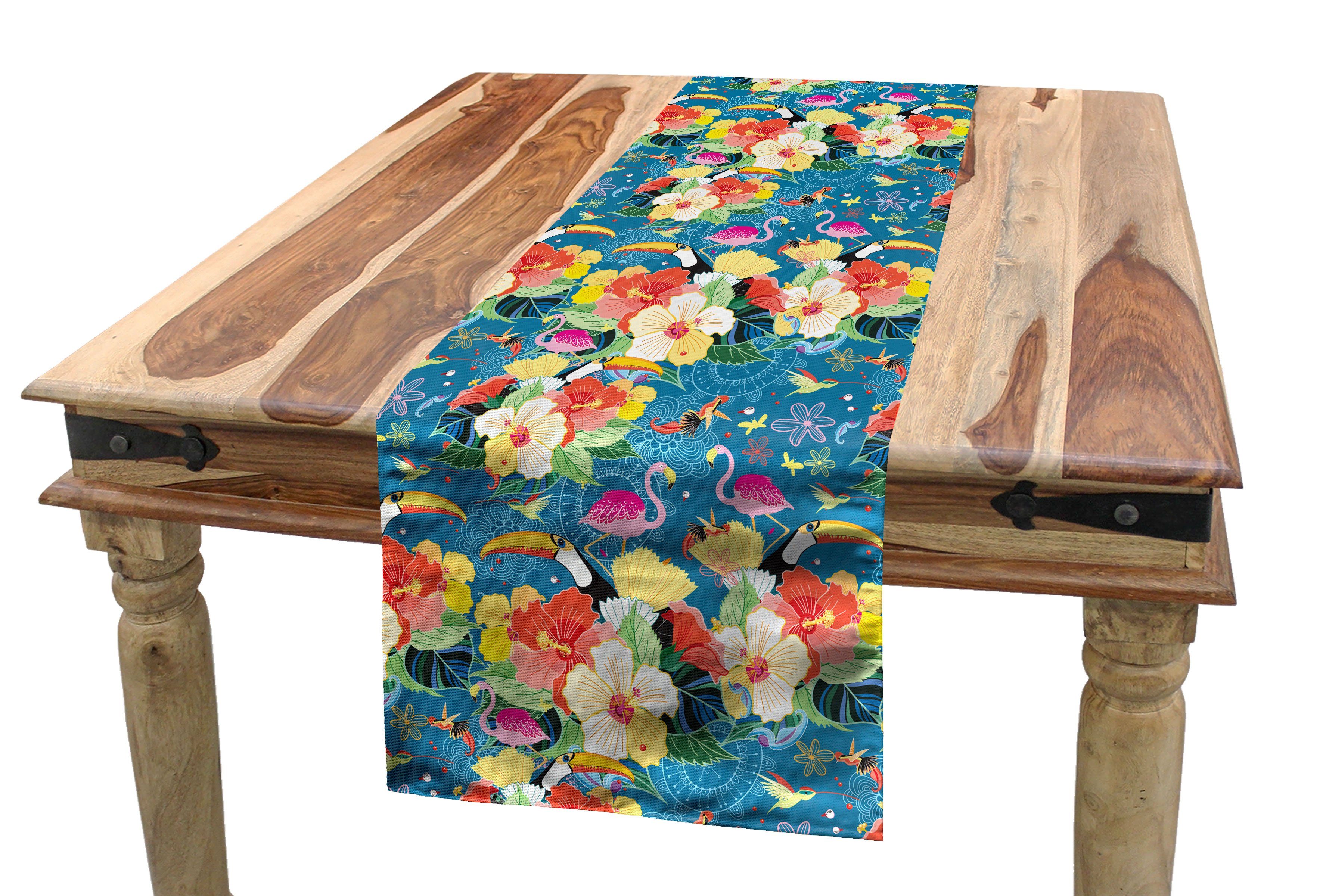 Dekorativer Tropical Rechteckiger Abakuhaus Tischläufer, Der Küche Tischläufer Esszimmer Vögel Paradies Hawaii-Das