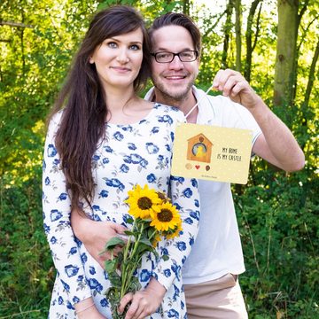 Mr. & Mrs. Panda Hinweisschild Vogelhaus - Gelb Pastell - Geschenk, süße Tiermotive, Familie, lustig, (1 St)