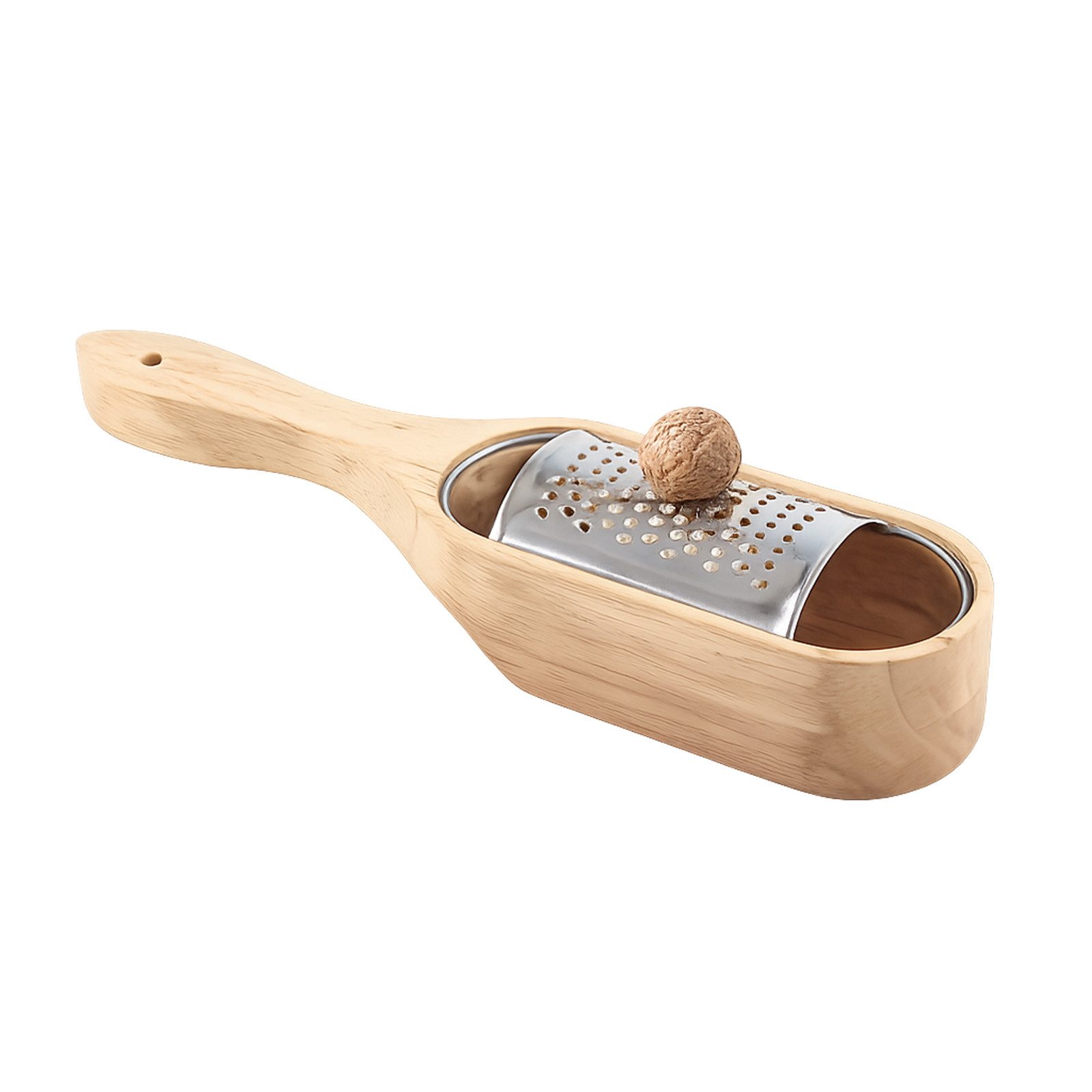 Neuetischkultur Küchenreibe Muskatreibe Holz Edelstahl Gewürzreibe handlich für Muskatnuss, Stahl, (Stück, 1-St., 1 Küchenreibe), Käsereibe