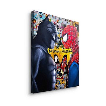 DOTCOMCANVAS® Leinwandbild Batman vs. Spider-Man, Leinwandbild Batman vs Spider-Man Comic Cartoon Wandbild interior