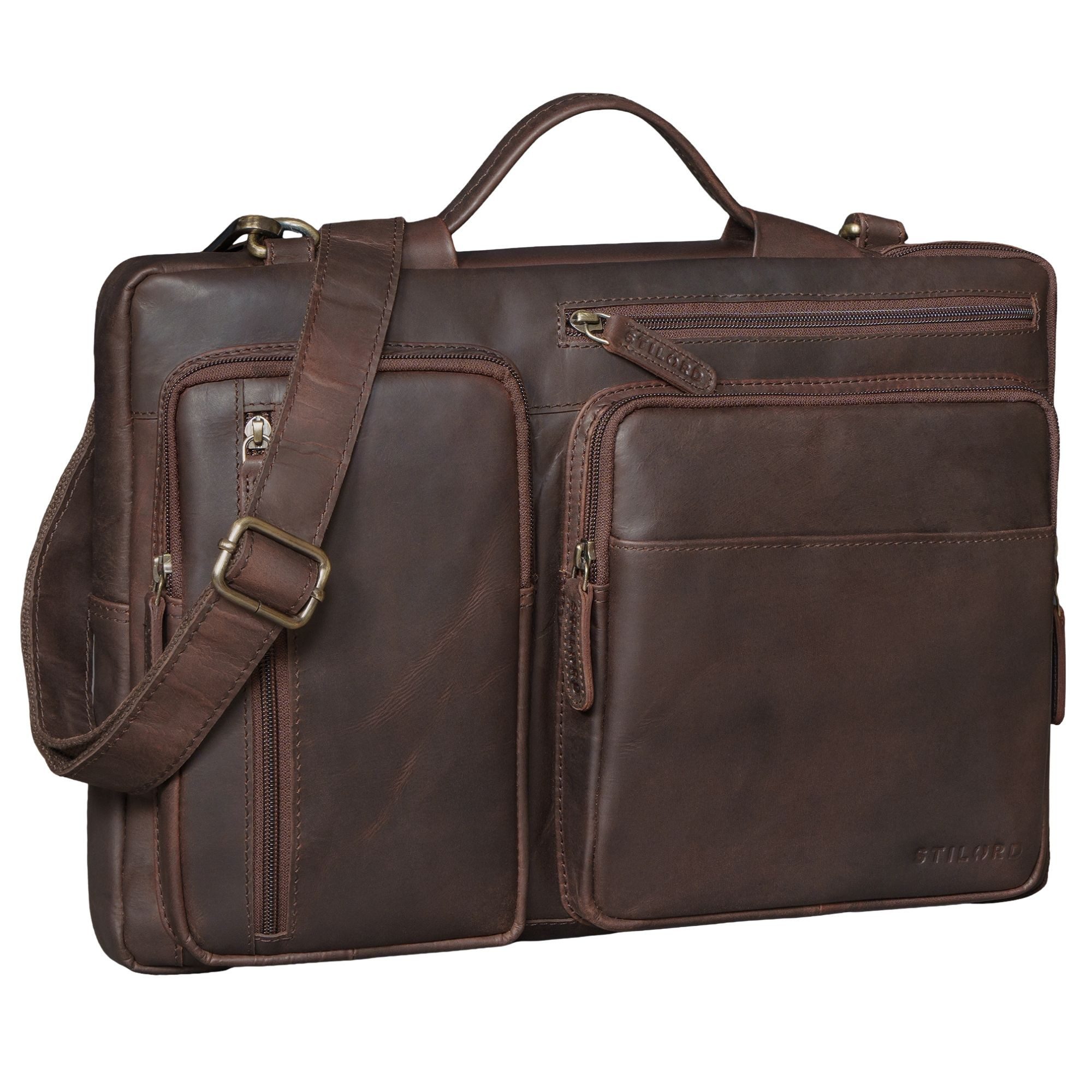 STILORD Laptoptasche "Torsten" Laptoptasche Herren Leder Sleeve 15,6-17 Zoll