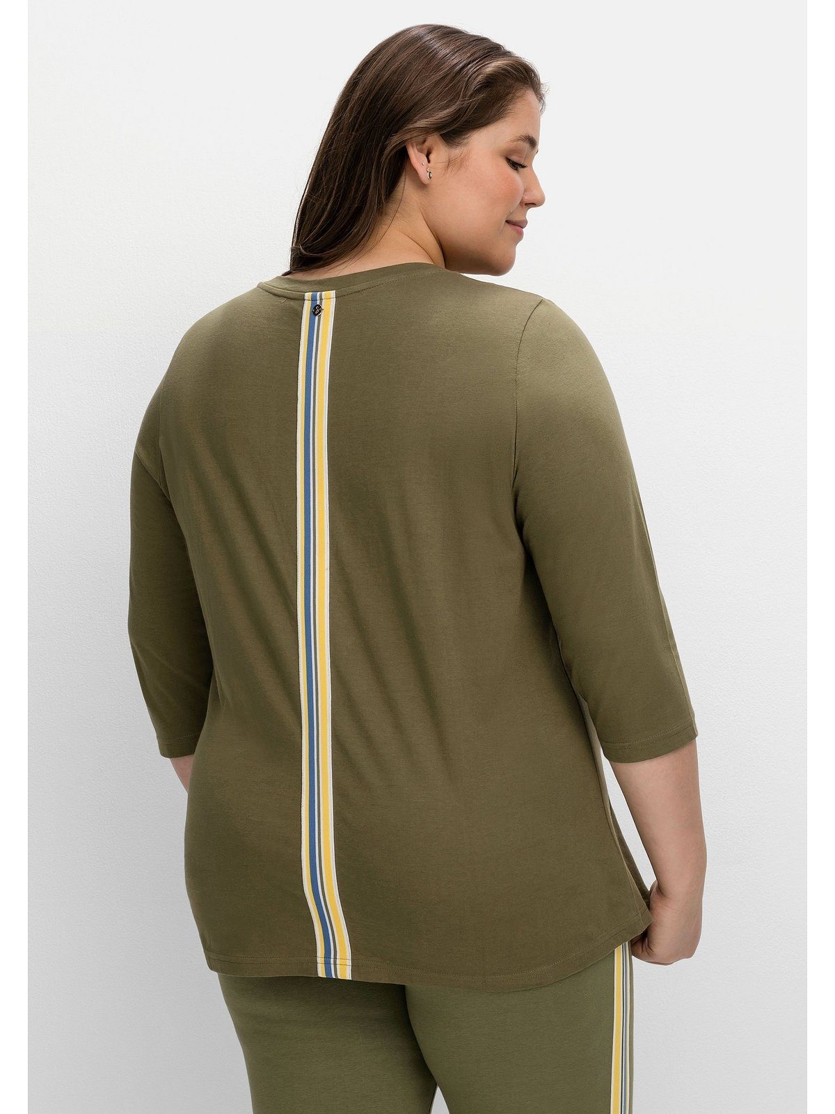 Sheego T-Shirt Große Größen mit kurzer Knopfleiste und 3/4-Arm | V-Shirts