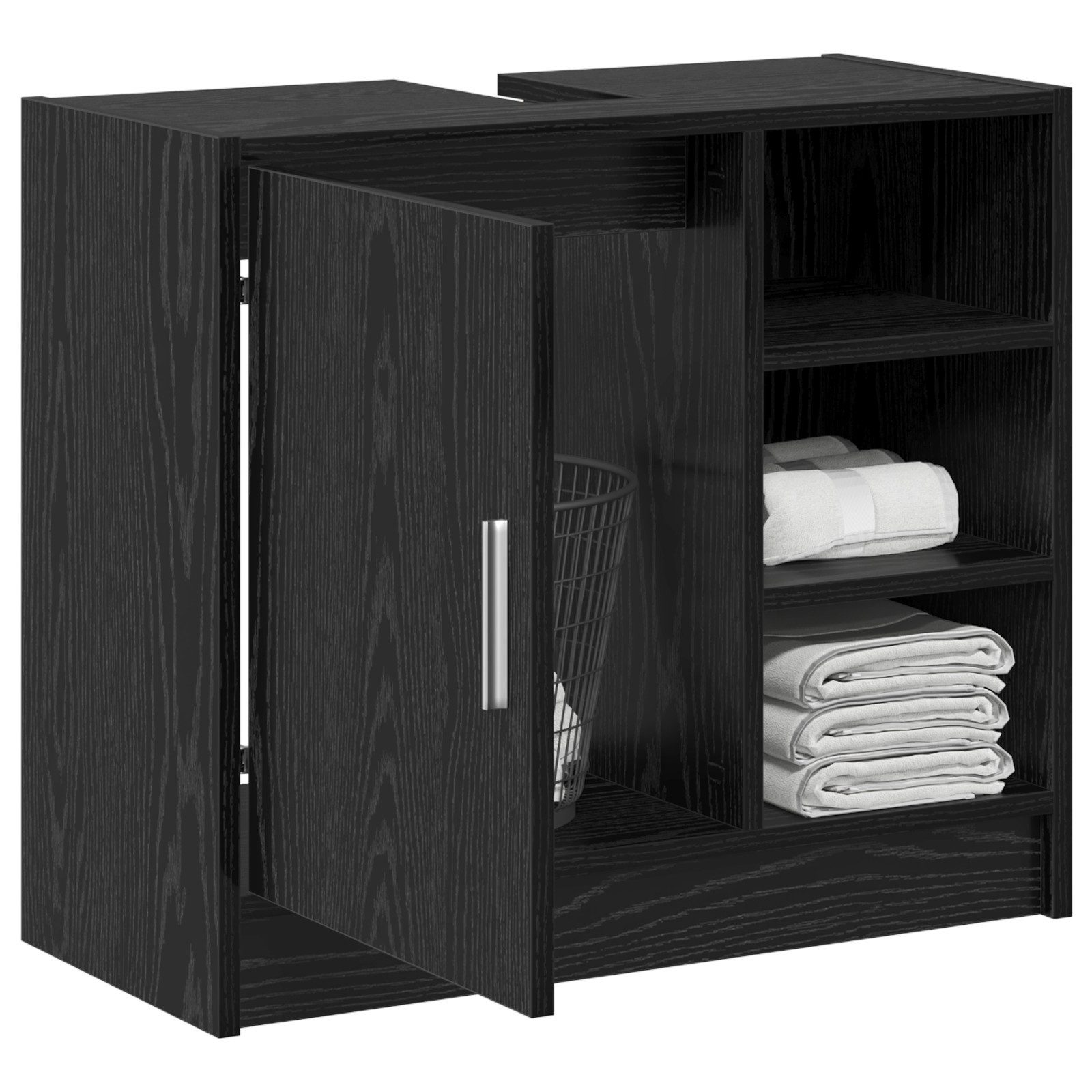 vidaXL Badezimmer-Set Waschbeckenunterschrank Schwarze Eiche 63x29x55 günstig online kaufen