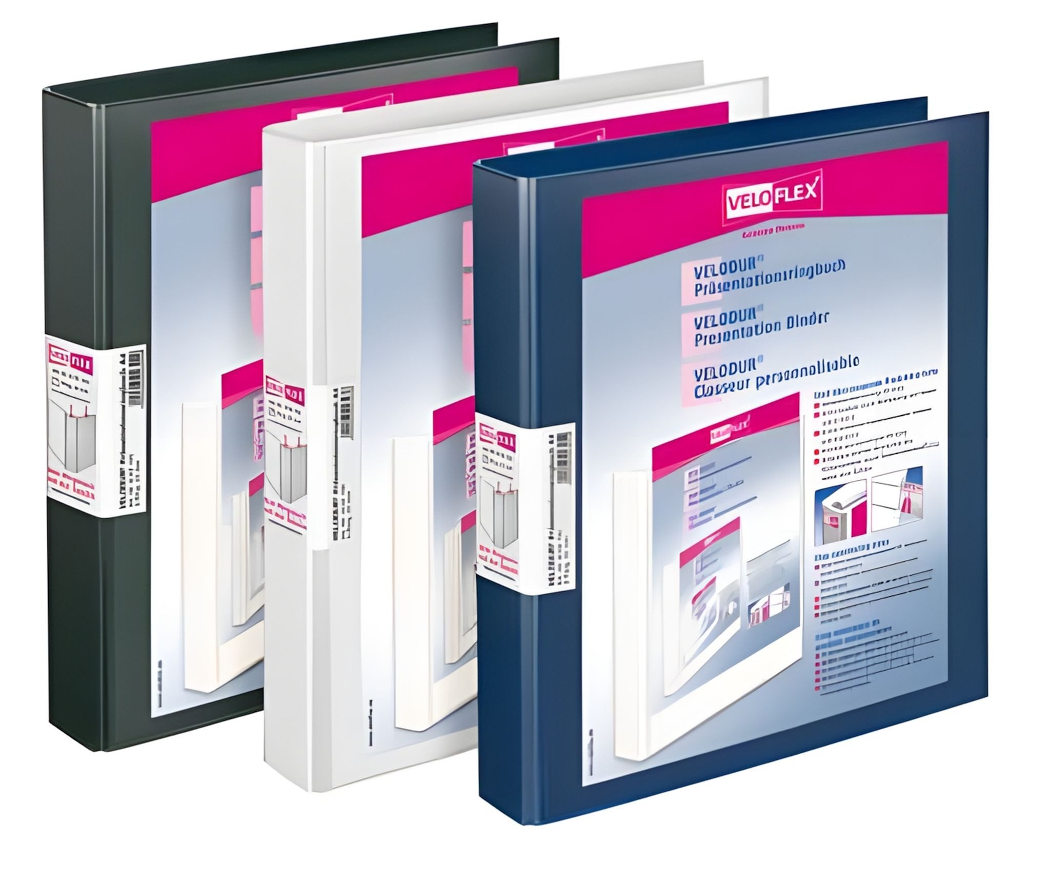 VELOFLEX Ringbuchmappe VeloflexVELODUR-Ringbuch A4 weiß 2-D-Ring-Mechanik 30 mm