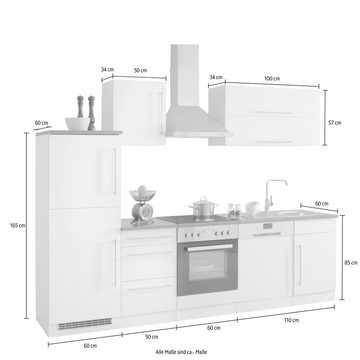 Kochstation Küchenzeile KS-Samos, mit E-Geräten, Breite 280 cm