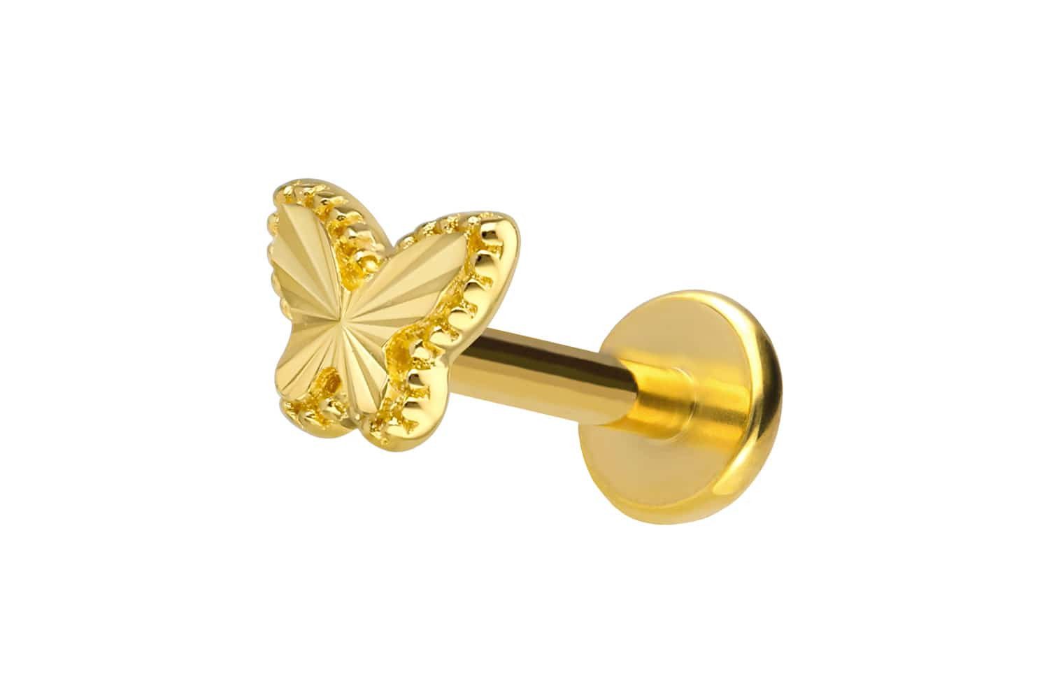 PIERCINGLINE Piercing-Set Titan Labret mit Innengewinde + 925er Silber Aufsatz SCHMETTERLING (Labrets, 1-tlg)